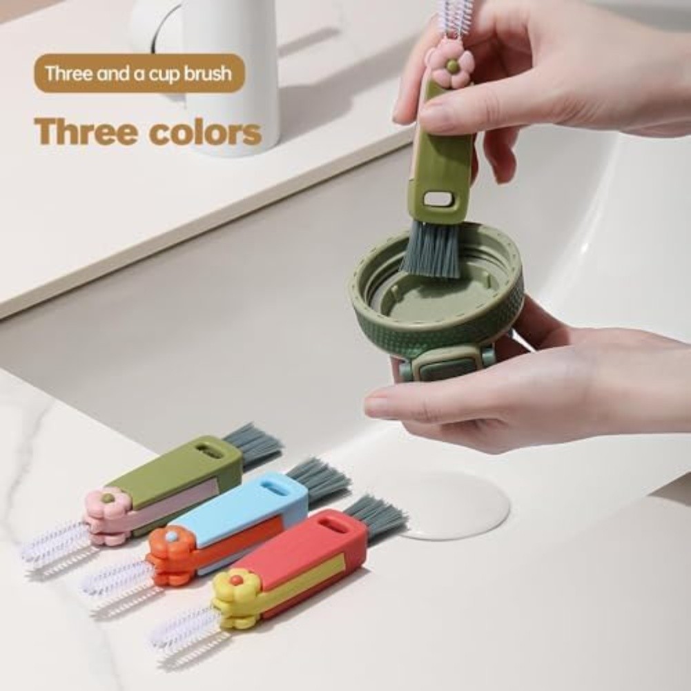 Easy grip portable crevice brush for bottles cups and other narrow spaces