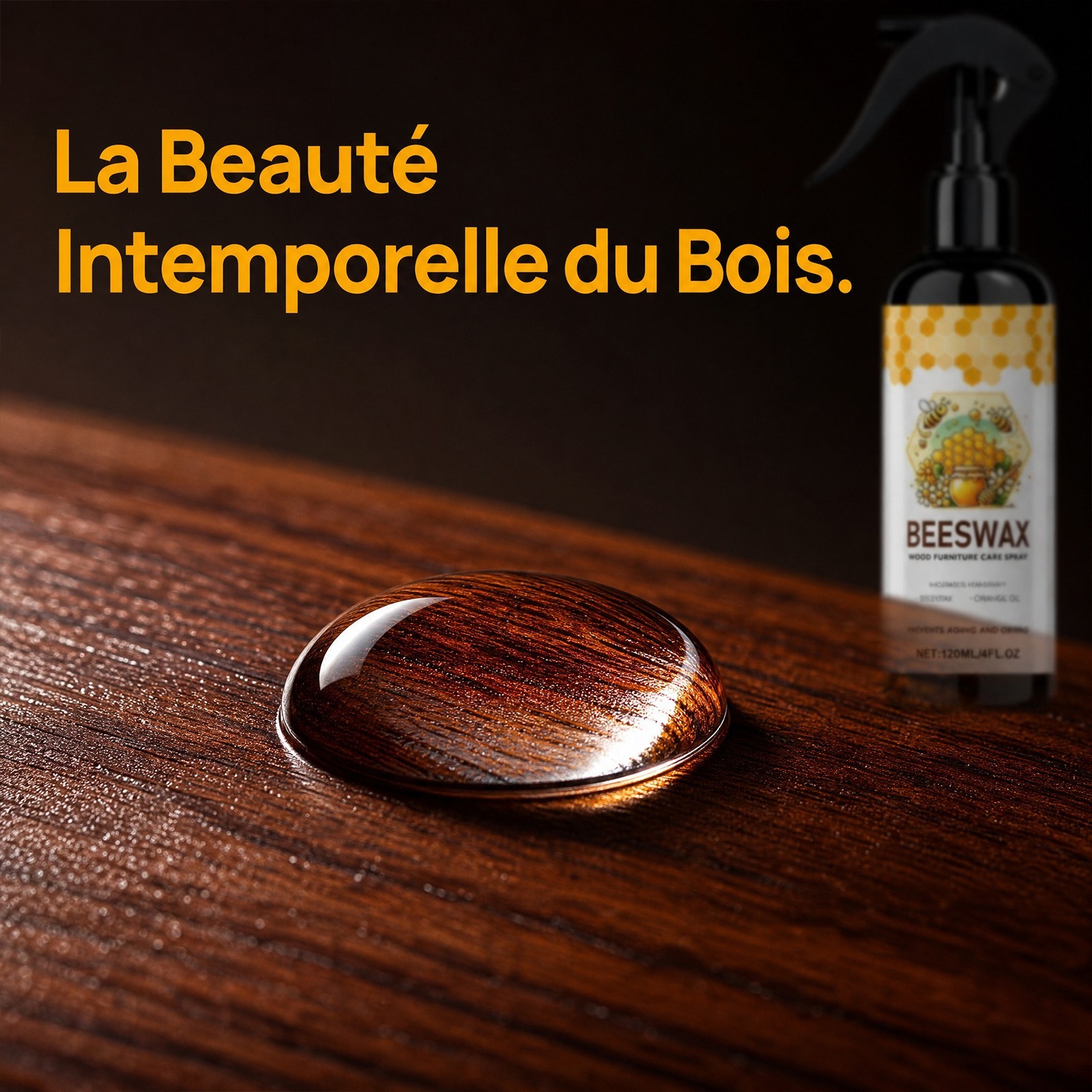 Natural Beeswax Wood Polish Spray Furniture Floor Scratch Remover