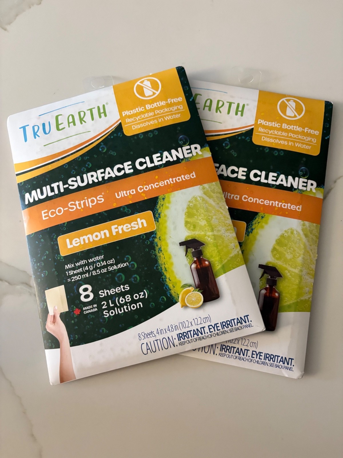 2 Pack of Tru Earth Multi-Surface Cleaner Eco-Strips – Lemon Fresh (16 Sheets)