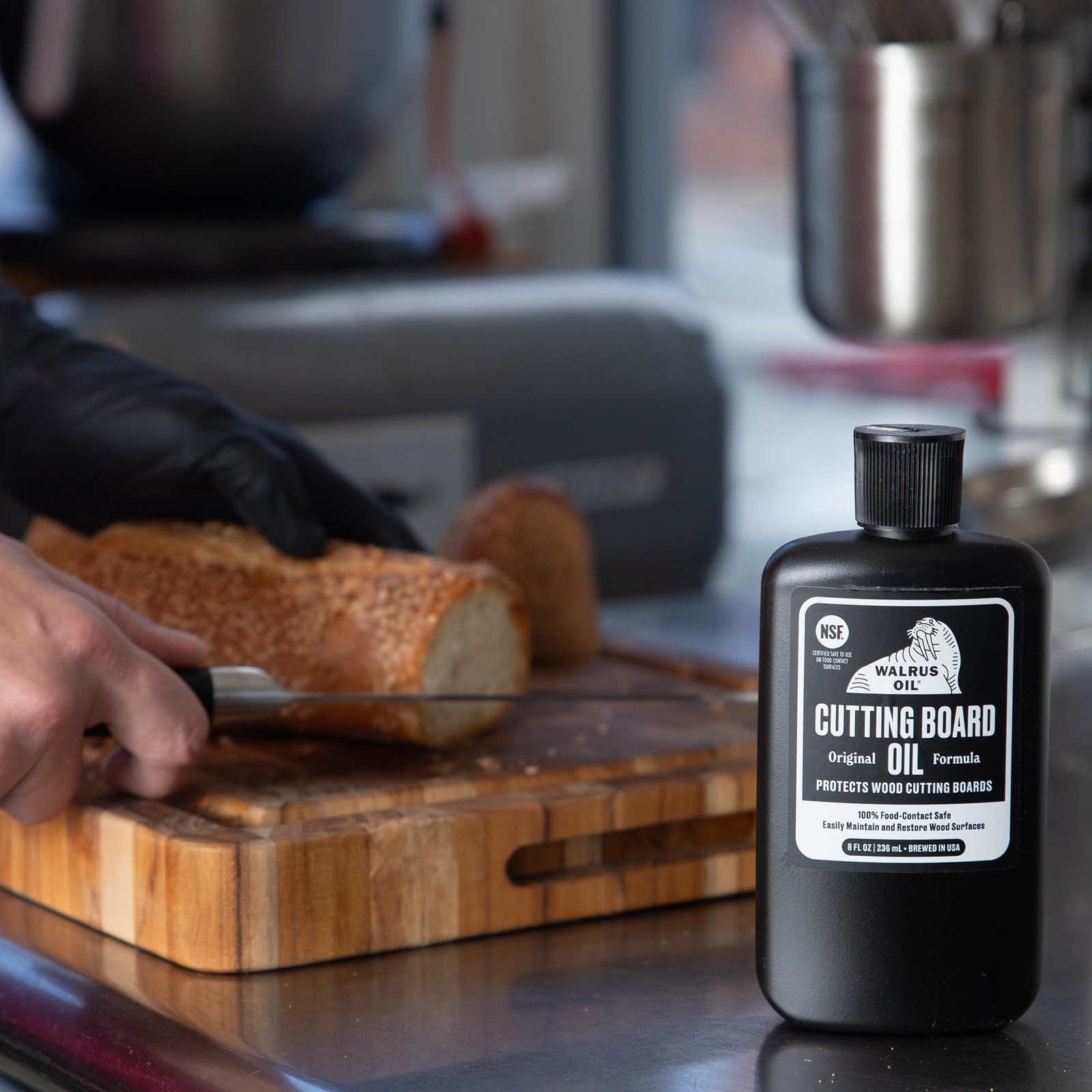 WALRUS OIL – Cutting Board Oil and Wood Butcher Block 8 Oz (1/2 Pint), Black