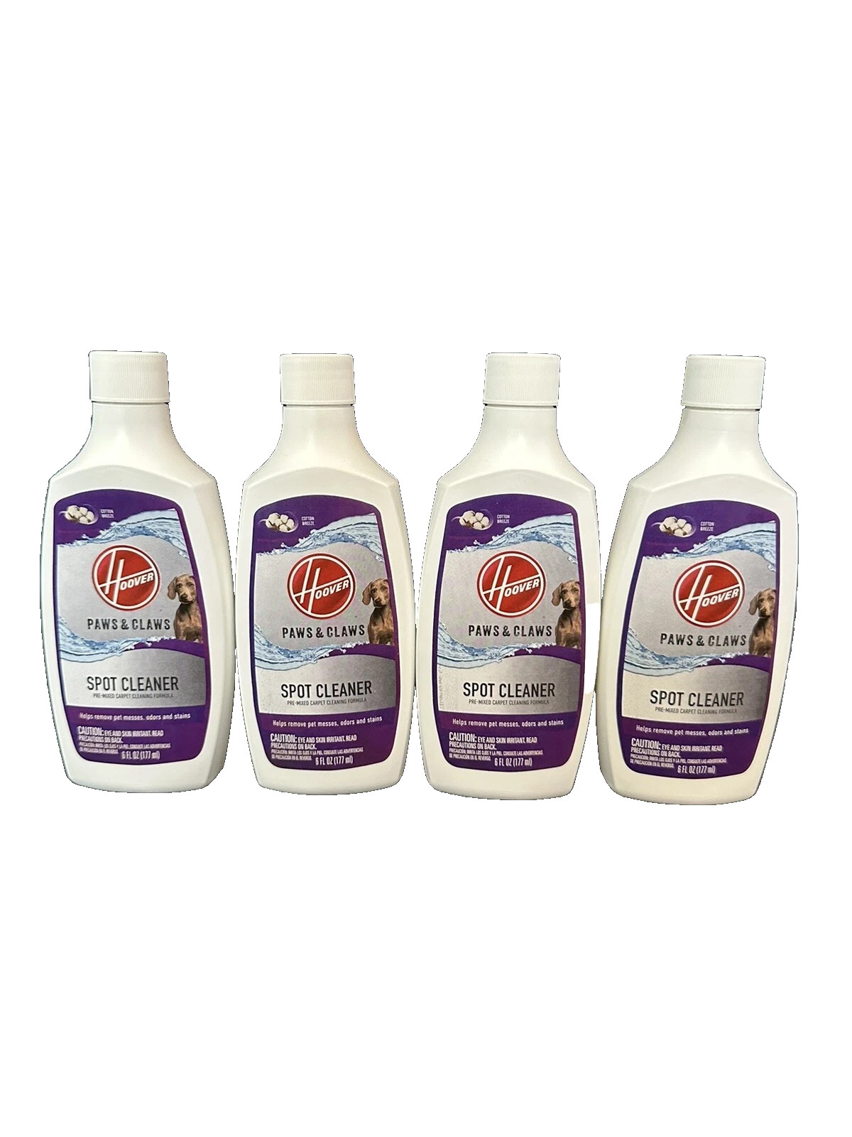 Lot Of 4 Hoover Paws and Claws Spot Cleaner Carpet Cleaning Formula 6oz. Each