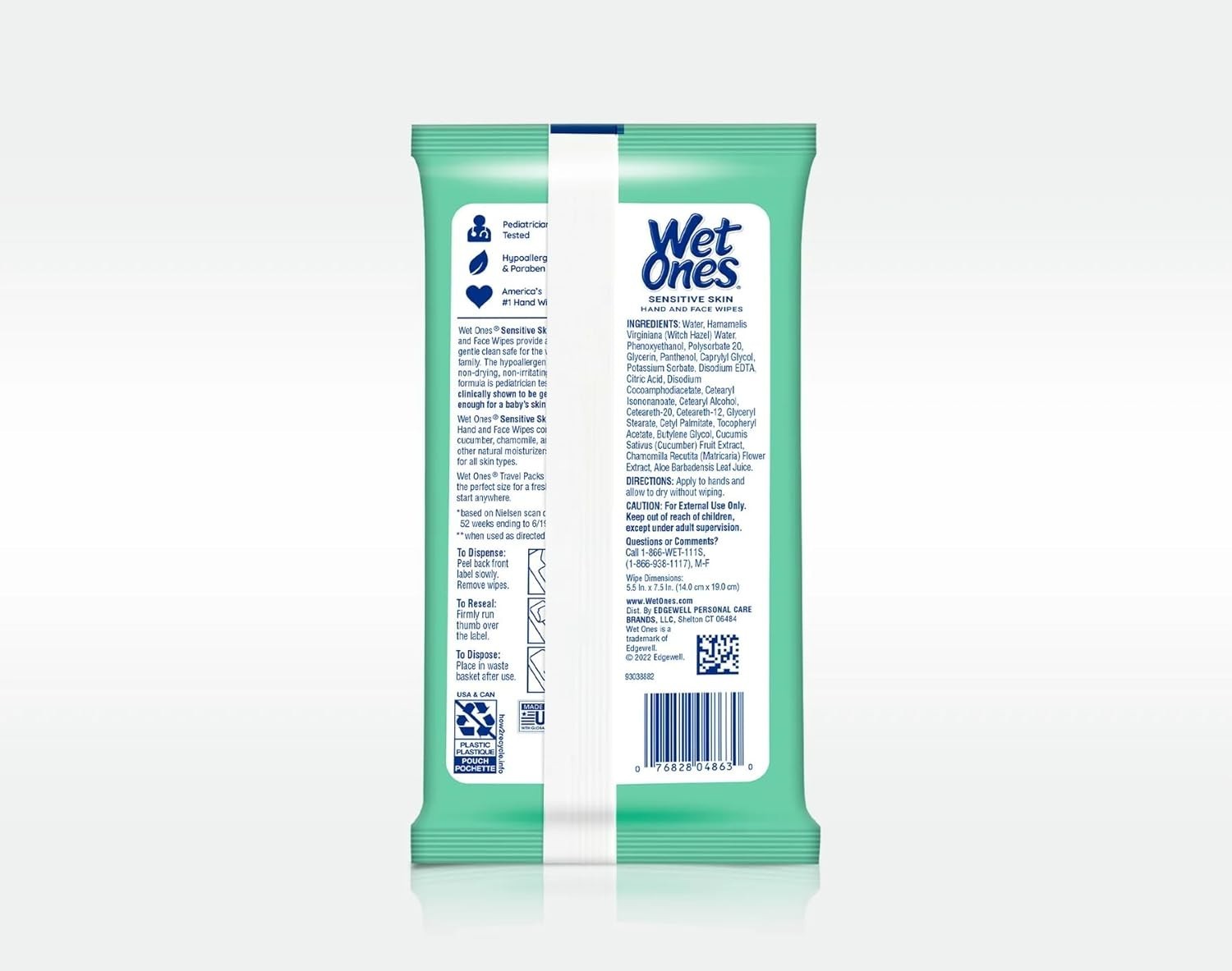 Wet Ones Sensitive Skin Hand Wipes Travel Pack – Fragrance Free – 20ct