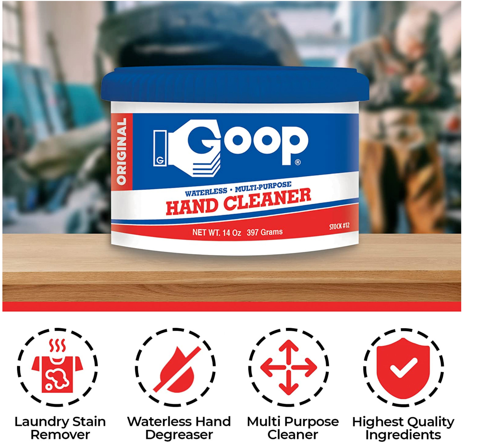 Original Goop Multi-Purpose Hand Cleaner – Waterless Hand Degreaser 14 Oz