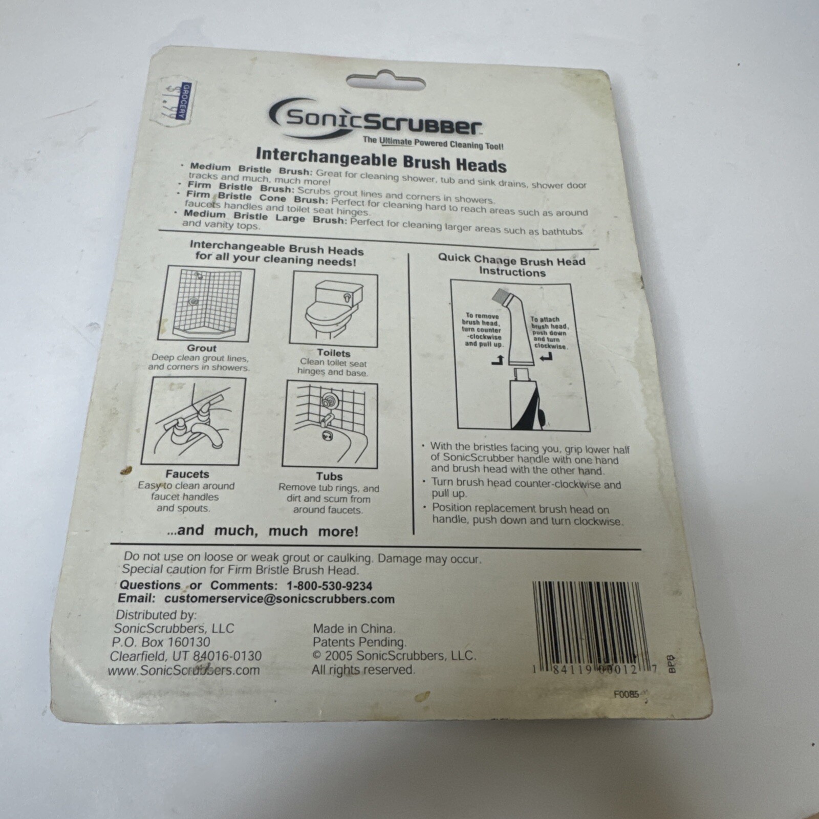 Sonic Scrubber Bathroom Power Cleaner 4 Interchangeable Brush Head Replacements