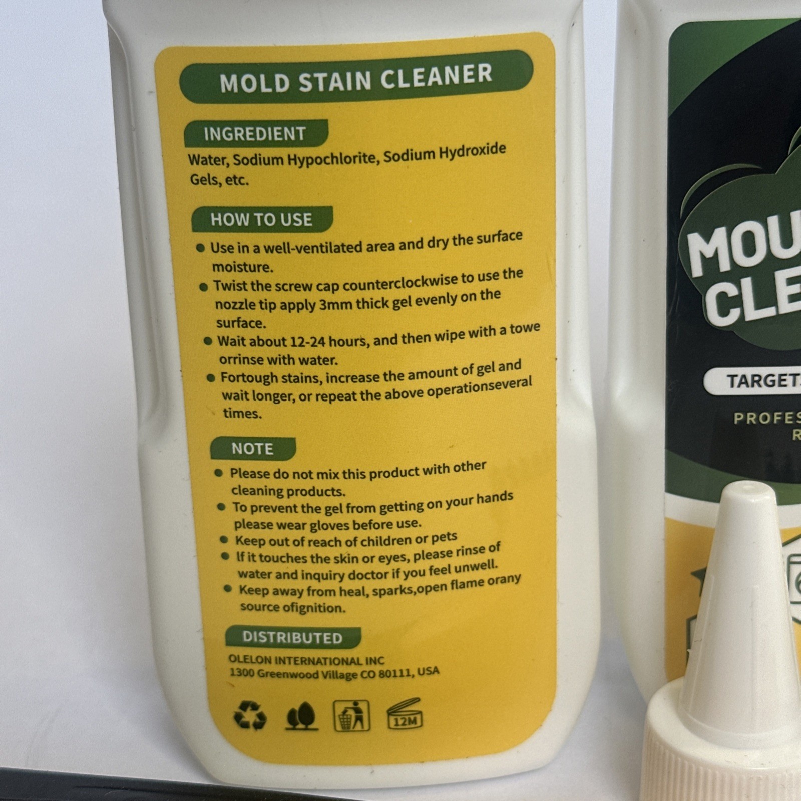 OLELON Mold Mould Stain Remover Gel Sink Toilet Wash Machine Cleaner Brush 2 Pc