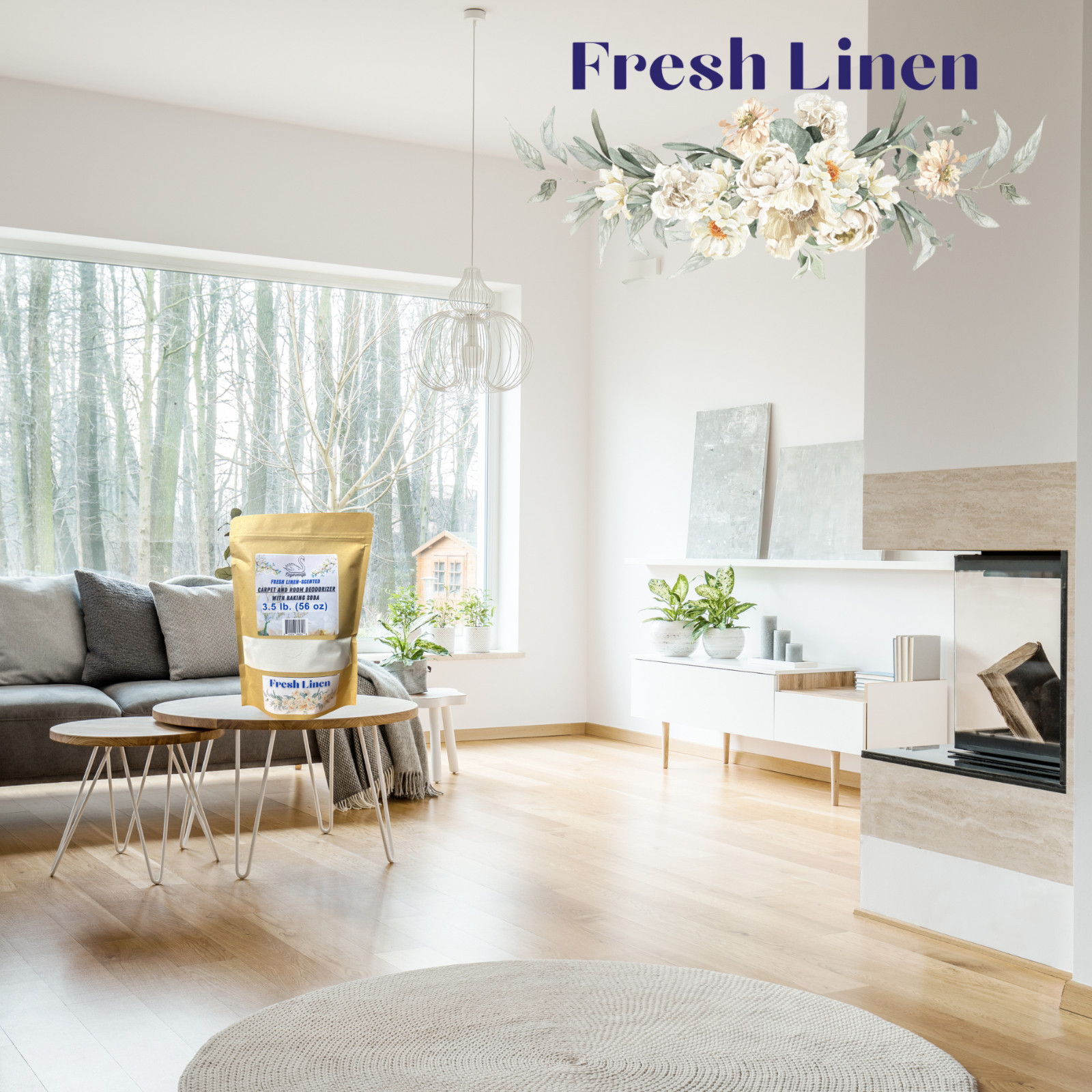 Eleganceinlife Fresh Linen-Scented Carpet and Room Deodorizer Baking Soda 3.5 LB