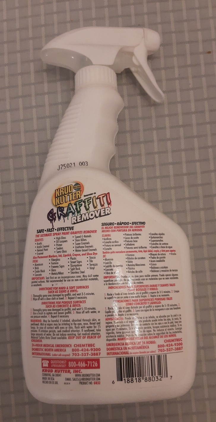 Four (4) bottles KRUD KUTTER GR326 Graffiti Remover, 32-Ounce each, 128 oz total