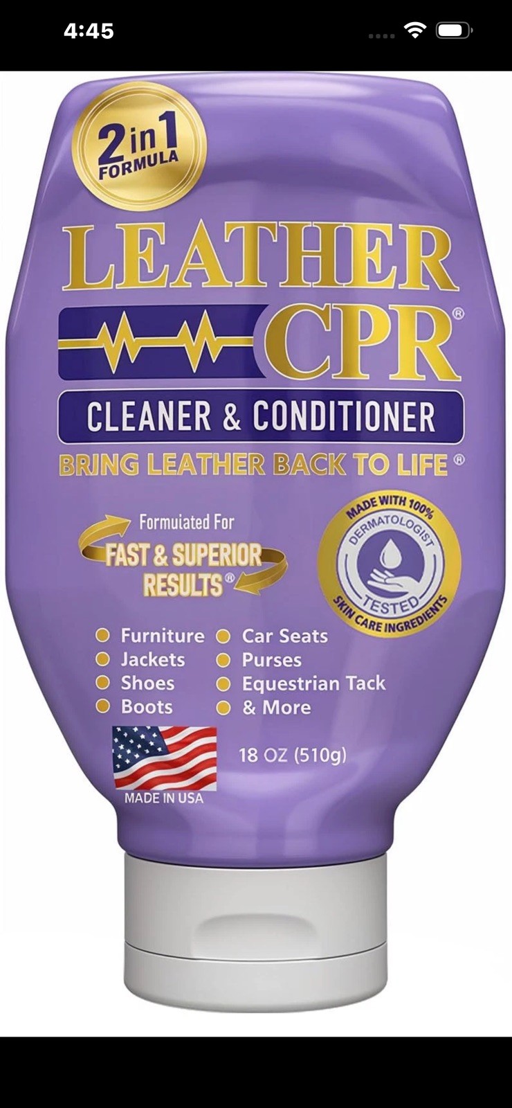 Leather CPR Cleaner & Conditioner 18oz. Best Leather Cleaner Conditioner