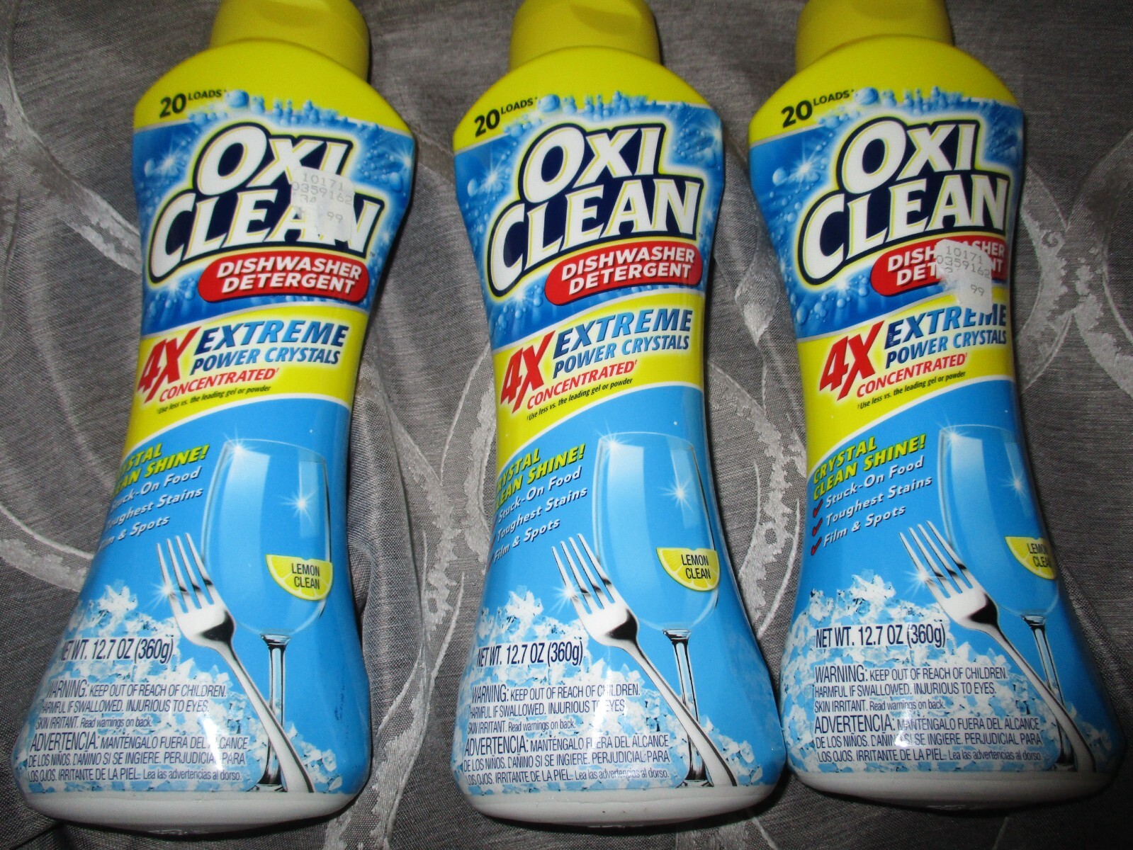 lot of 3 OxiClean Dishwasher Detergent 4x Extreme Power Crystals Lemon Clean