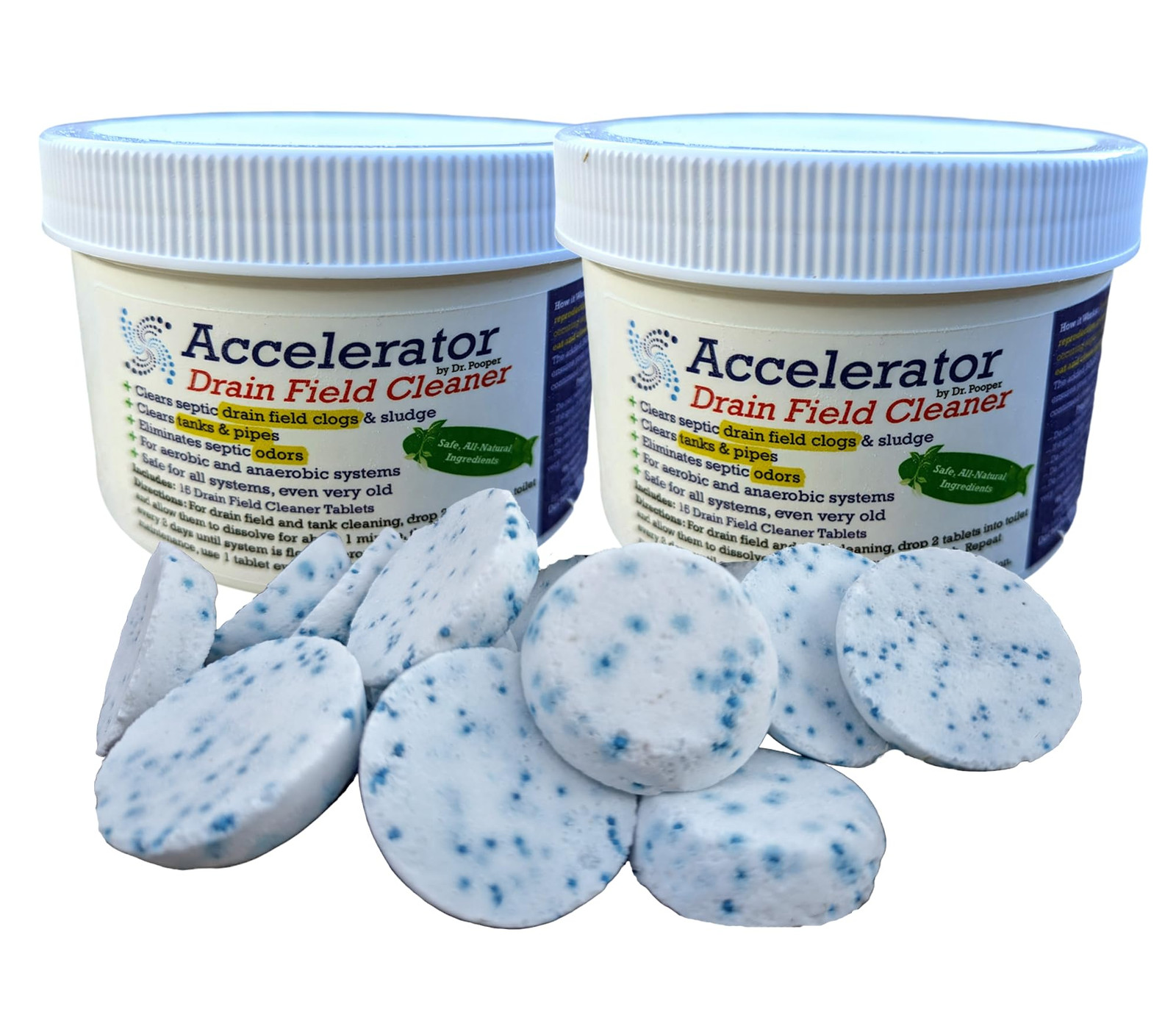 2-Pack Value BUNDLE of Drain Field Cleaner Tablets by Dr Pooper. Clears Septi…