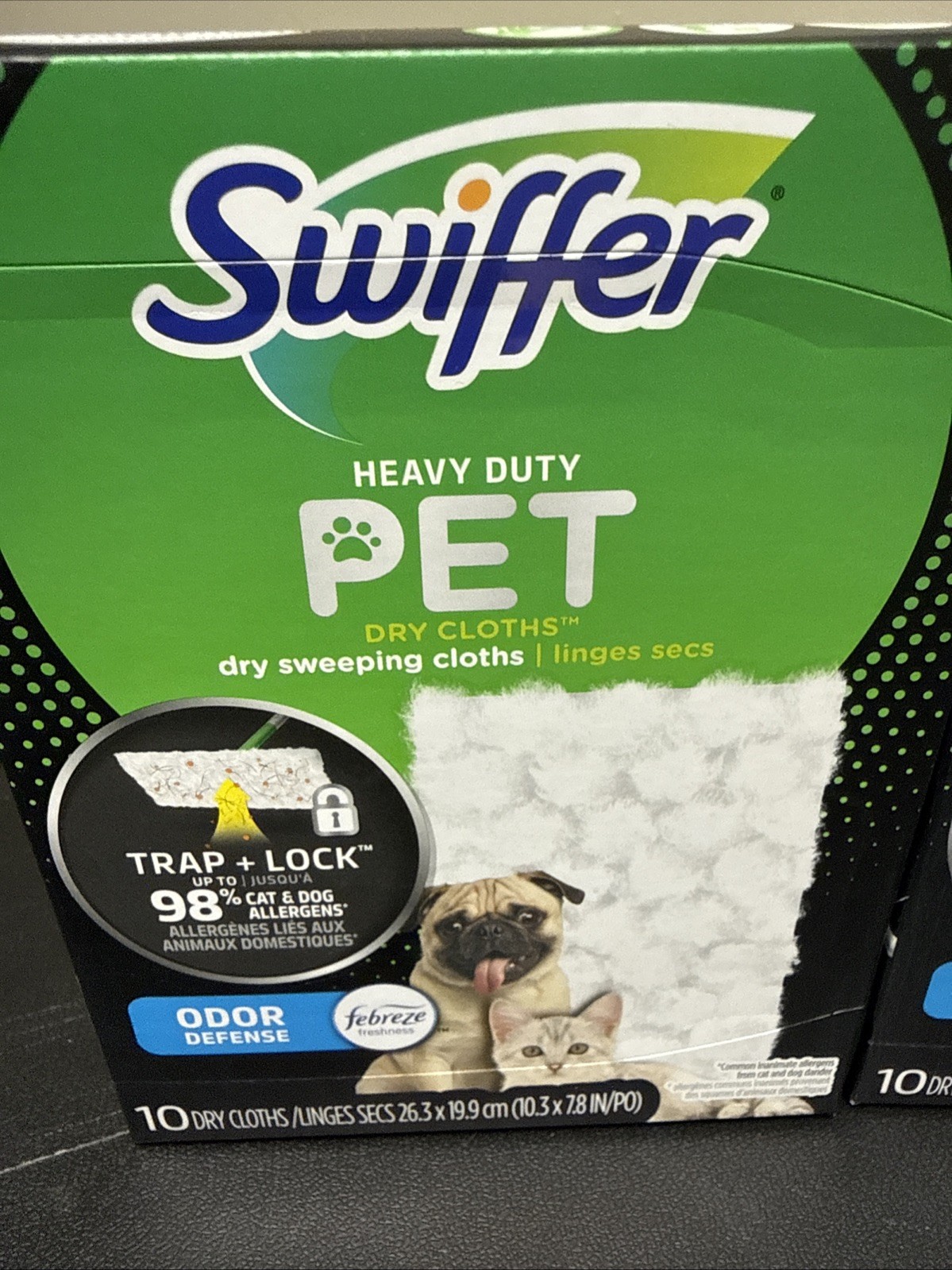 Swiffer Heavy Duty Pet Dry. Cloths 2PK 10 Sheets Each Febreeze Odor Defense