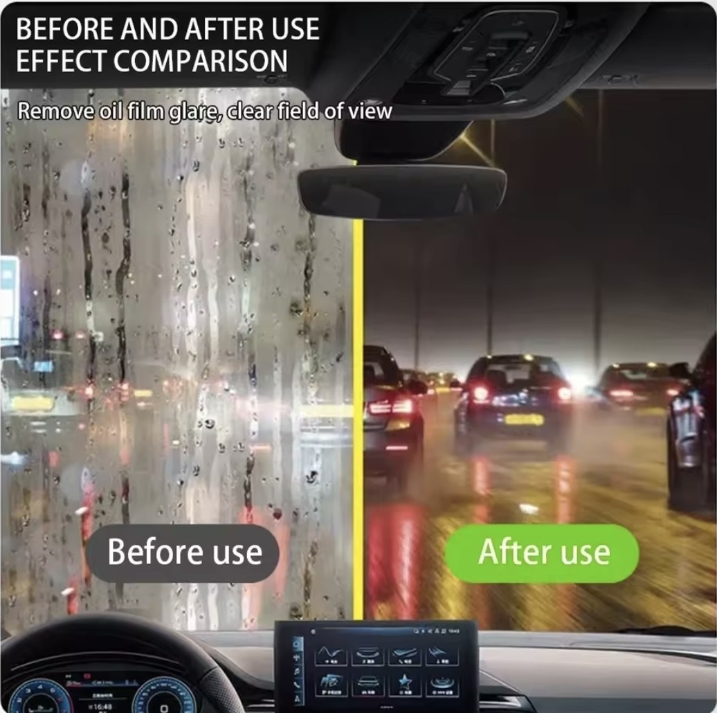 Car Glass Oil Film Remover Brush – Windshield Deep Clean Scrubber Window Cleaner