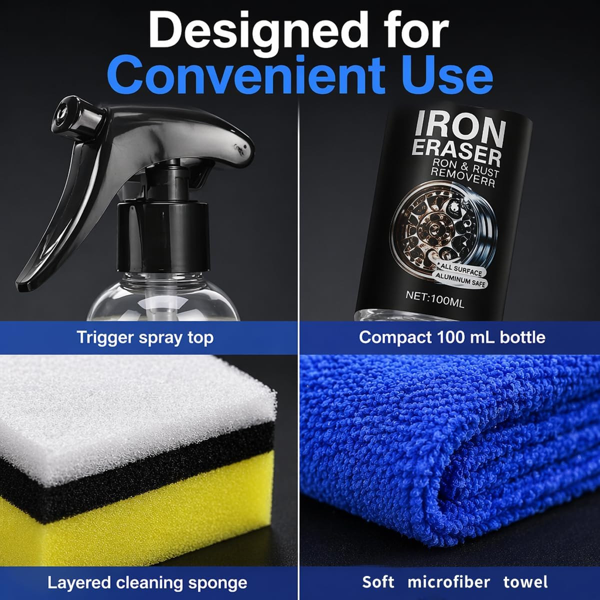 Iron Eraser Rust Remover Spray for Car Wheels & Paint, 100ML Rust And Brake Dust