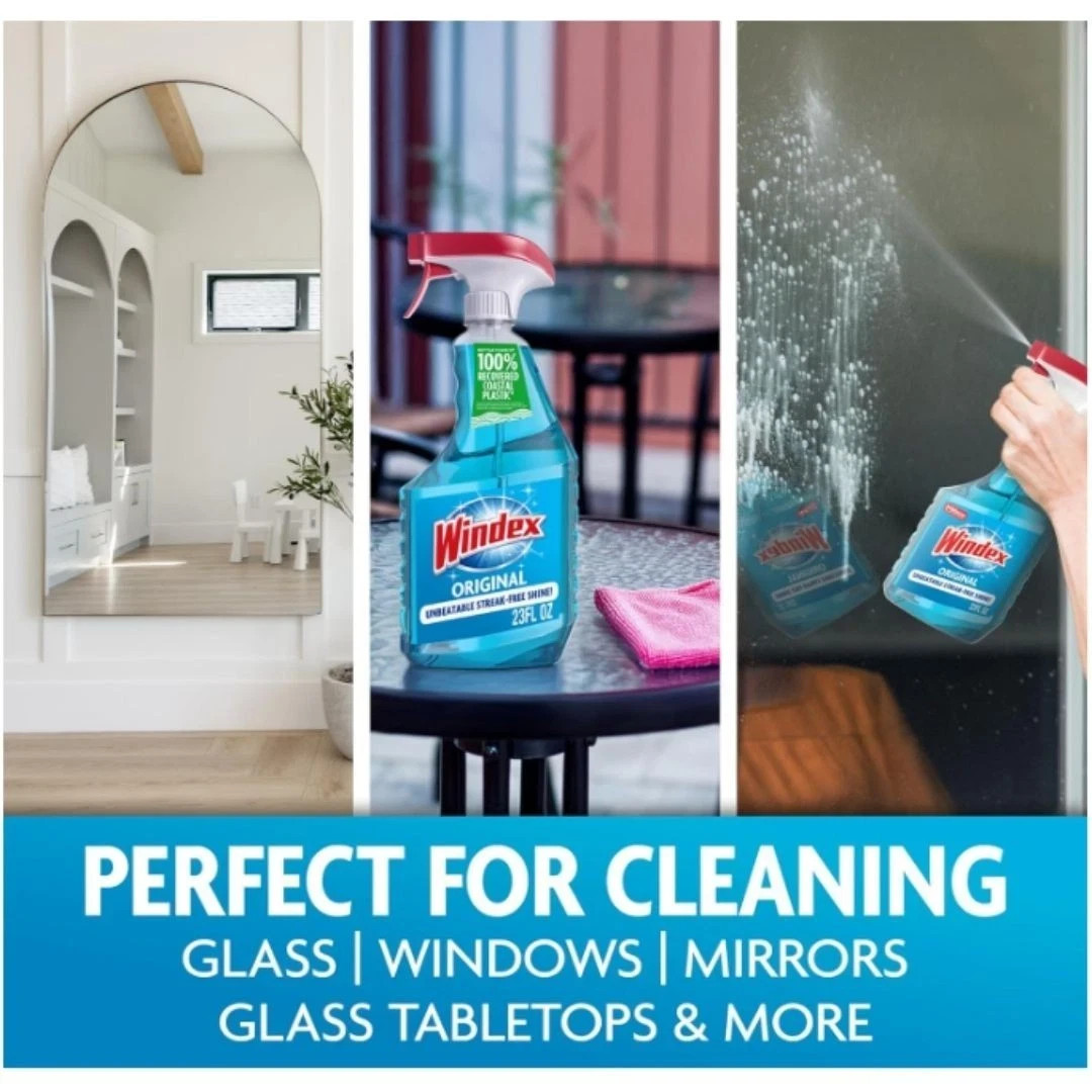 Windex Glass and Window Cleaner Spray Bottle, Original Blue Scent, 23 Fl Oz