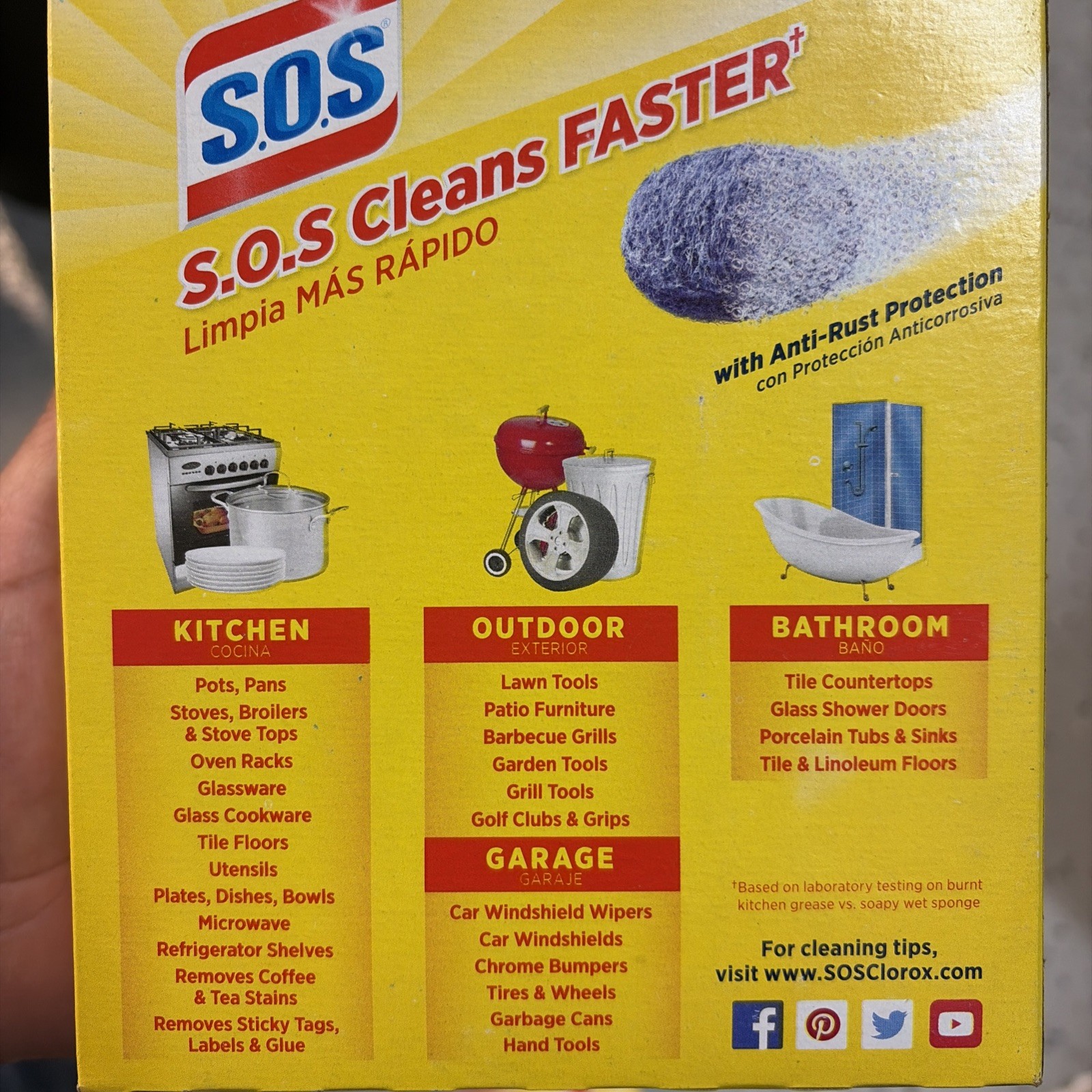 Pack of 2 SOS Pads Steel Wool Soap Pads Removes Tough Mess Eliminate Soap Scum