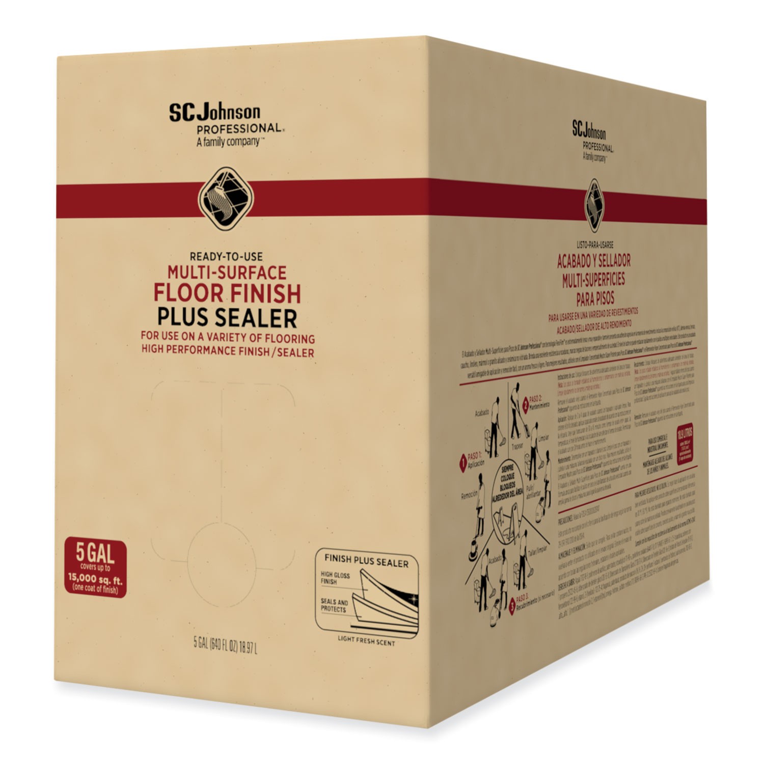 Ready-To-Use Multi-Surface Floor Finish Plus Sealer, Light Fresh Scent, 5 gal