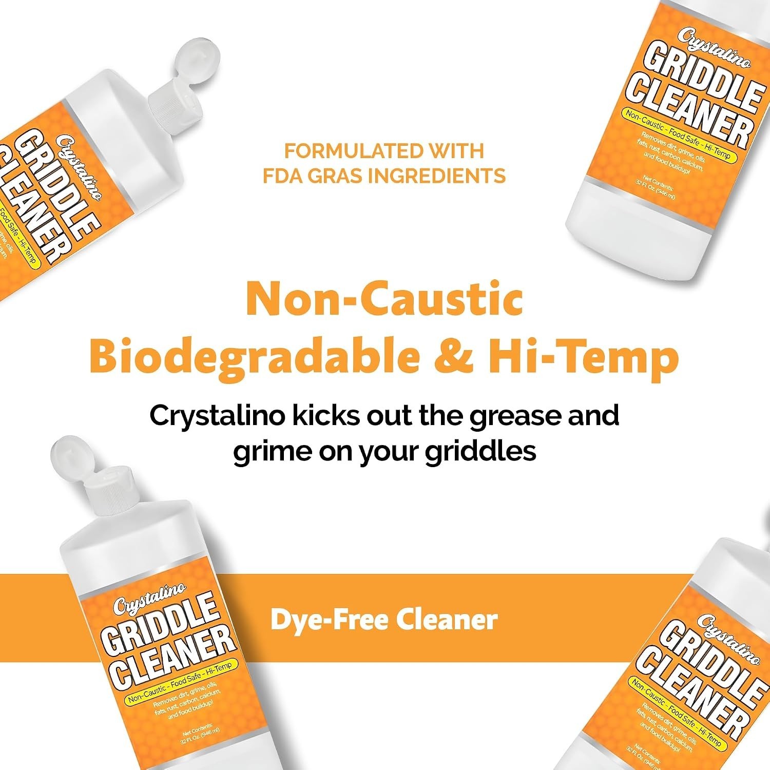Flat Top Grill Cleaner 32 Fl Oz, Removes Grease, Rust, Fats, Carbon, and Calc…