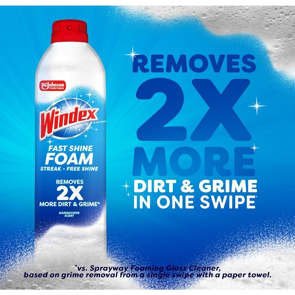No-Drip Aerosol Glass Cleaner Spray, Streak-Free Foam Formula, 19 Ounce Bottle