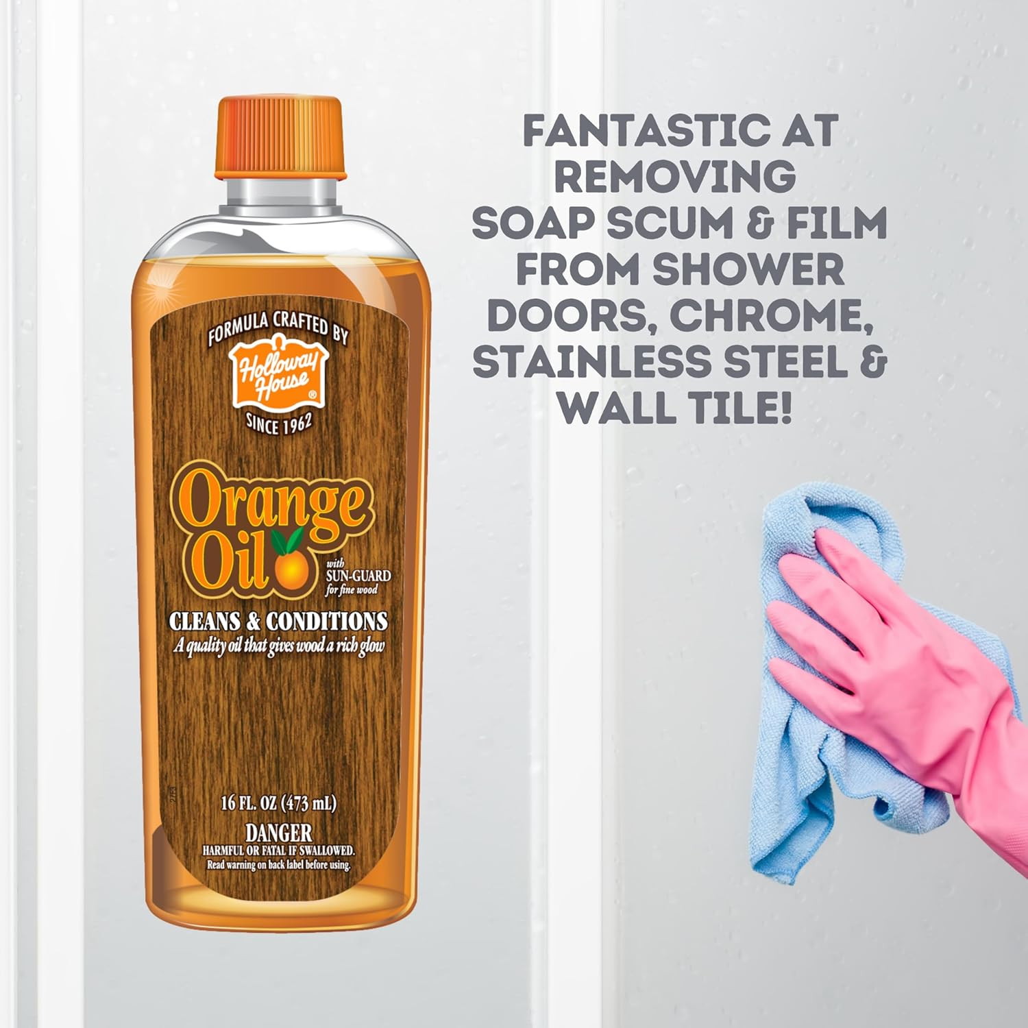 Holloway House Orange Oil Cleaner 16 Oz Wood Tile Stainless Steel Cleaner