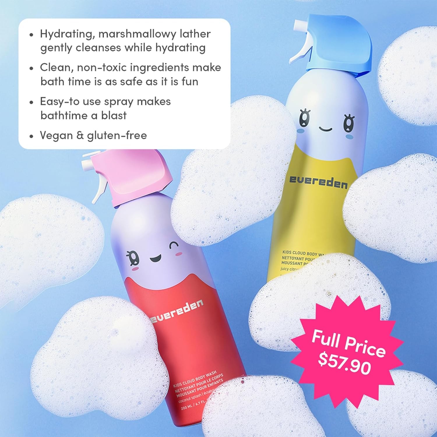 Evereden Kids Cloud Body Wash Duo – Gentle, Nourishing Toddler Body Wash for D