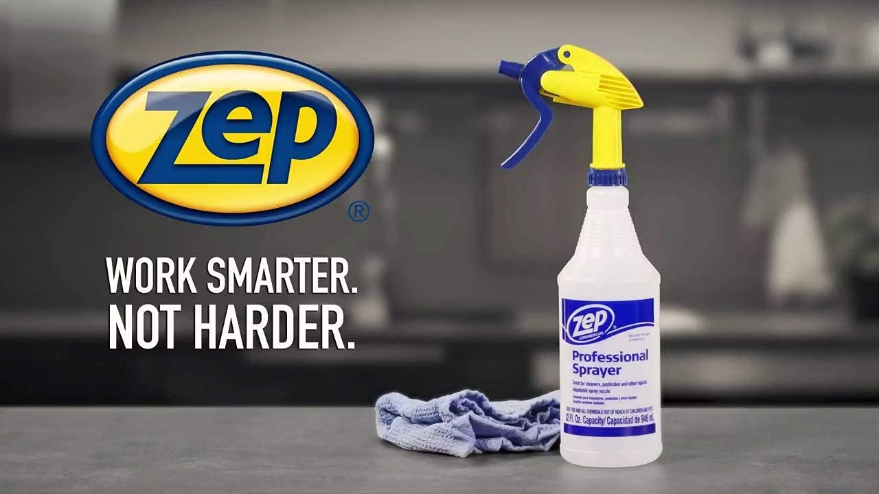 Zep Streak-Free Glass Cleaner 1 Gal (Case of 4) & Professional Sprayer Bottle