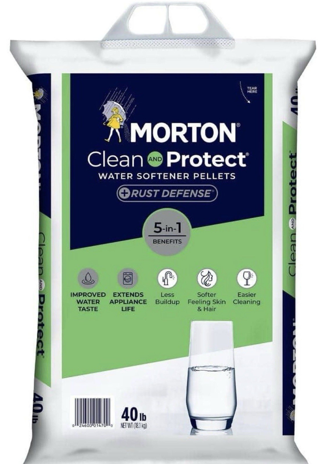 Morton 40 lb Water Softener Salt Pellets – Clean Protect, Rust Defense, Crystals