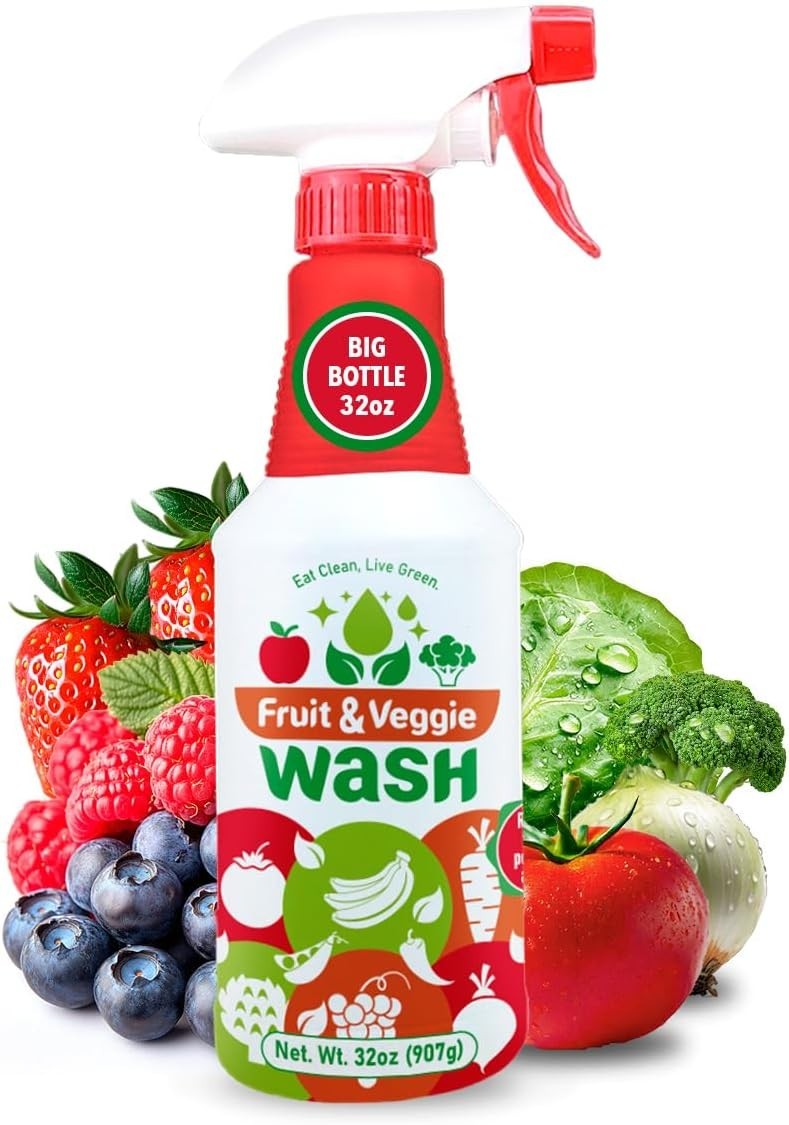 Fruit & Veggie Wash – Produce Cleaner Spray 32 fl oz | Removes Waxes & Harmfu…