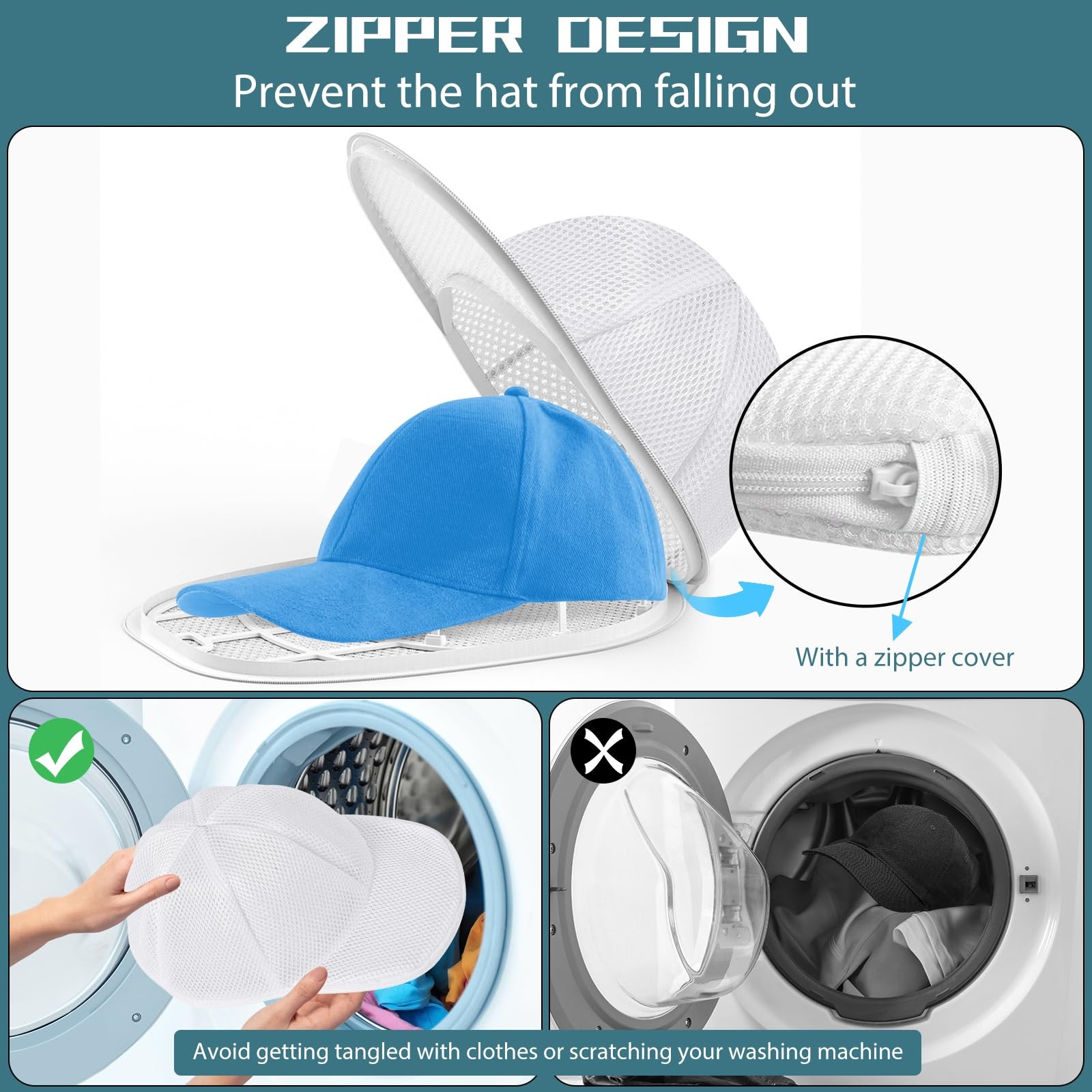 Hat Washer Washing Machine,Hat Cleaner Baseball Caps with Frame Cage and Mesh