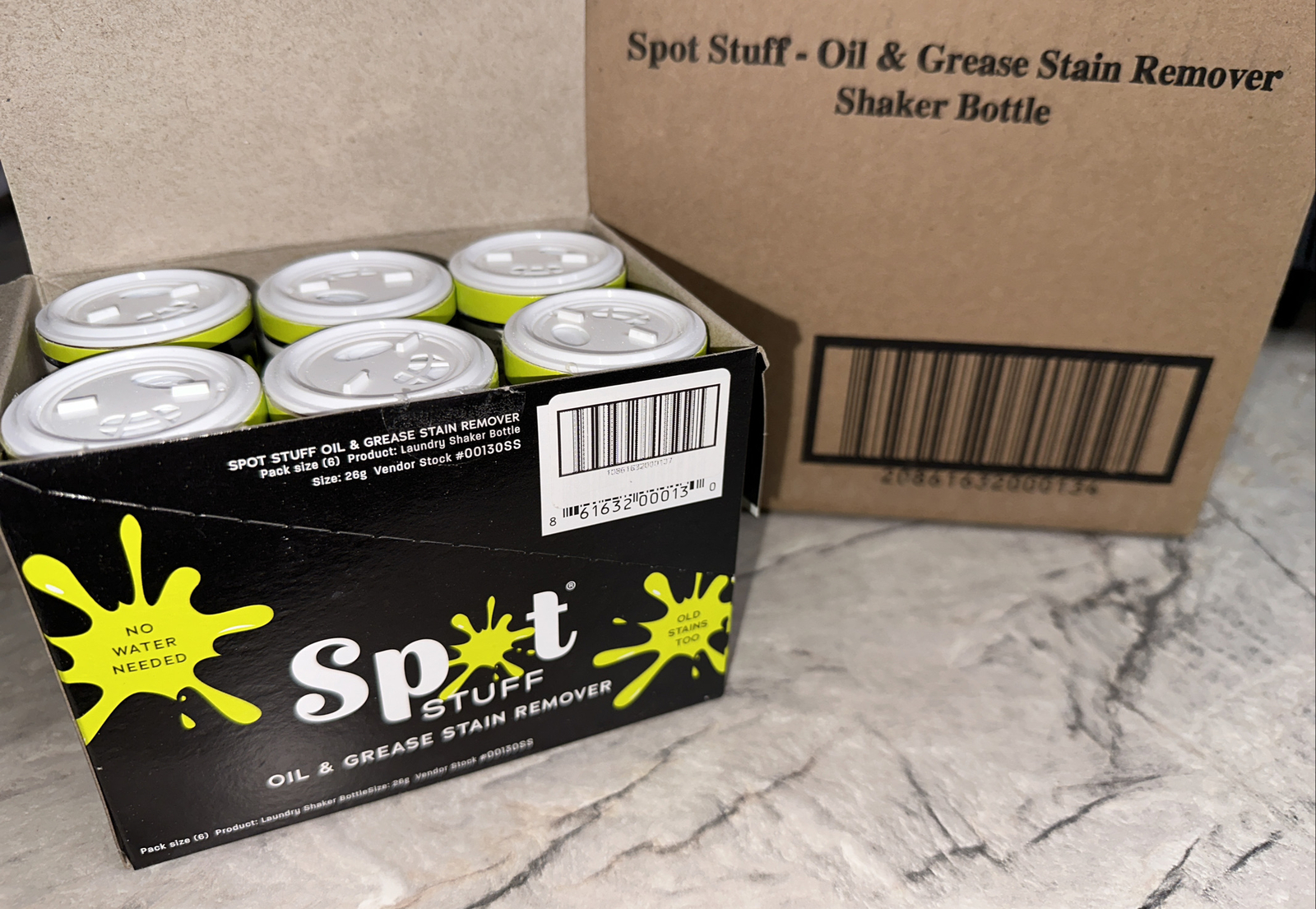 SPOT STUFF Oil & Grease Stain Remover 6 Bottles All Natural Fabric Laundry Auto