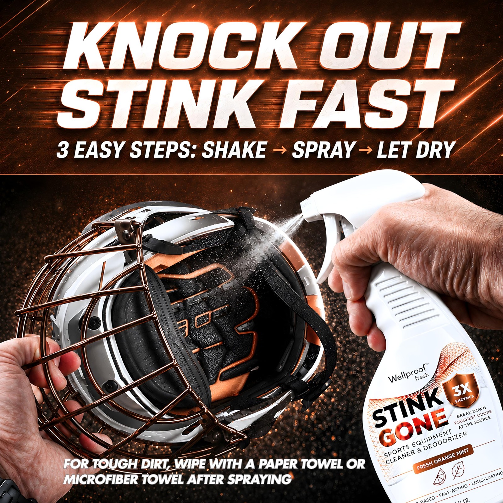 Stink Gone 2-in-1 Sports Equipment Cleaner & Odor Eliminator – 3X Enzyme Conc…