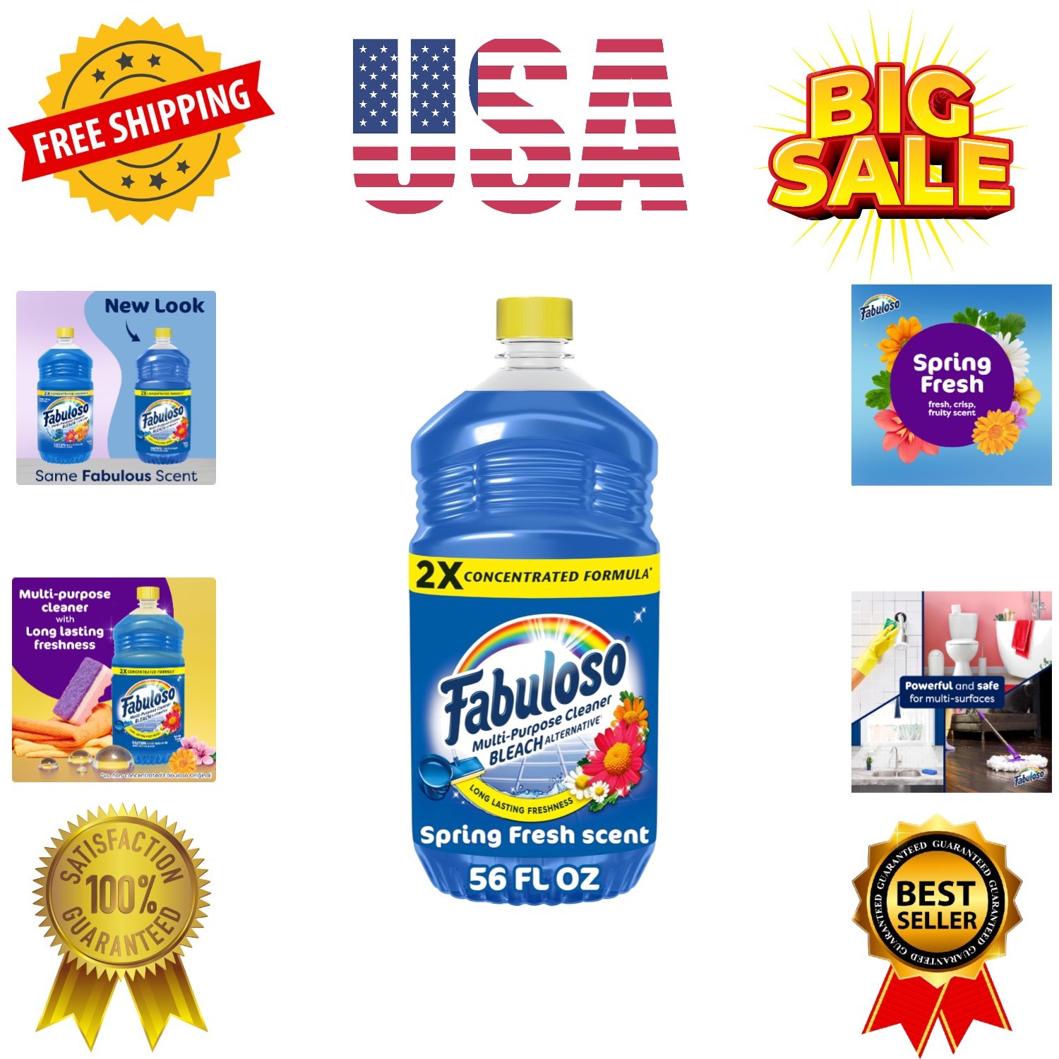 Multi-Purpose Cleaner and Floor Cleaner, 2X Concentrated Formula, Long-Lastin…