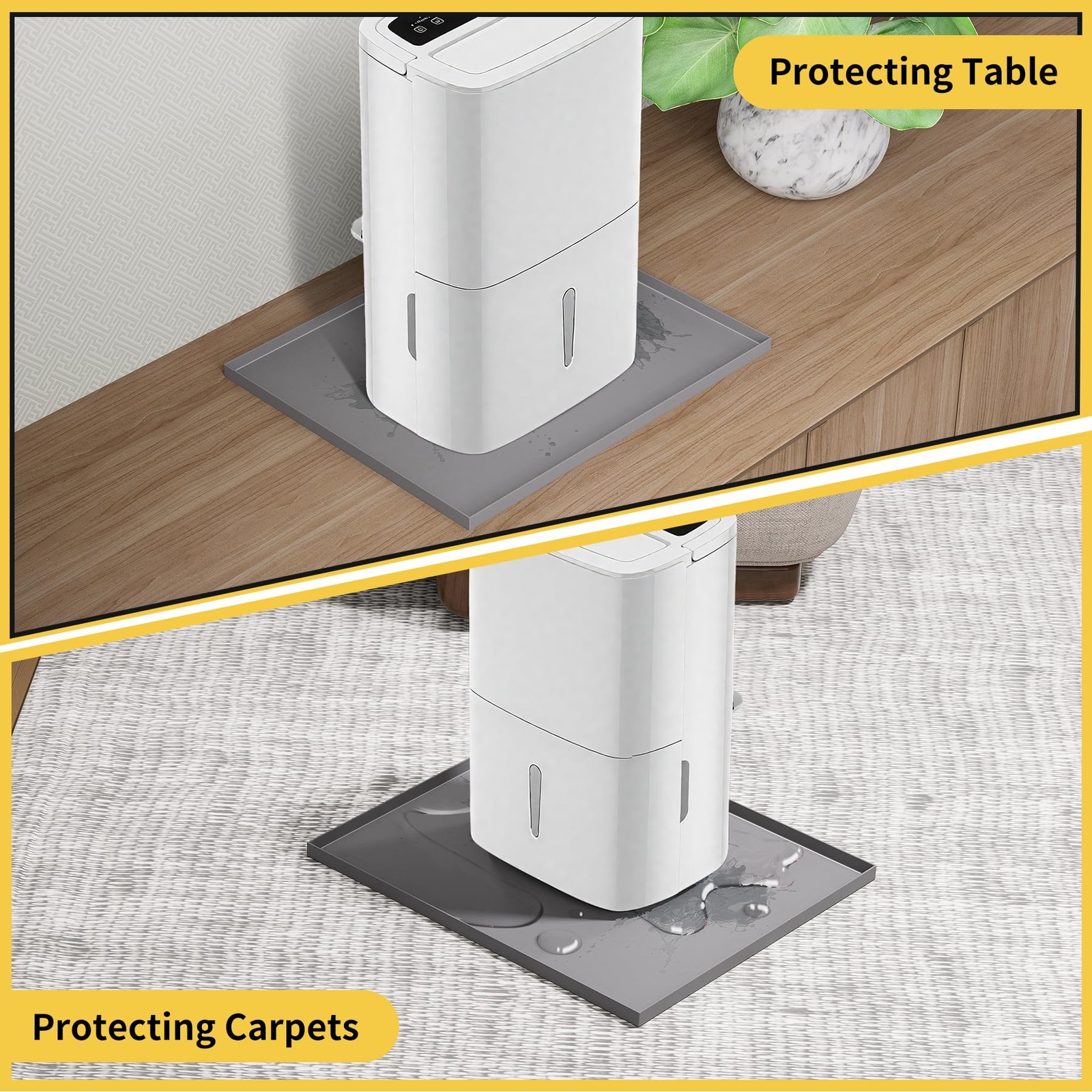 Dehumidifier Drip Pan Mat for Leaks 16×12 Inch Waterproof Gray Non-Slip