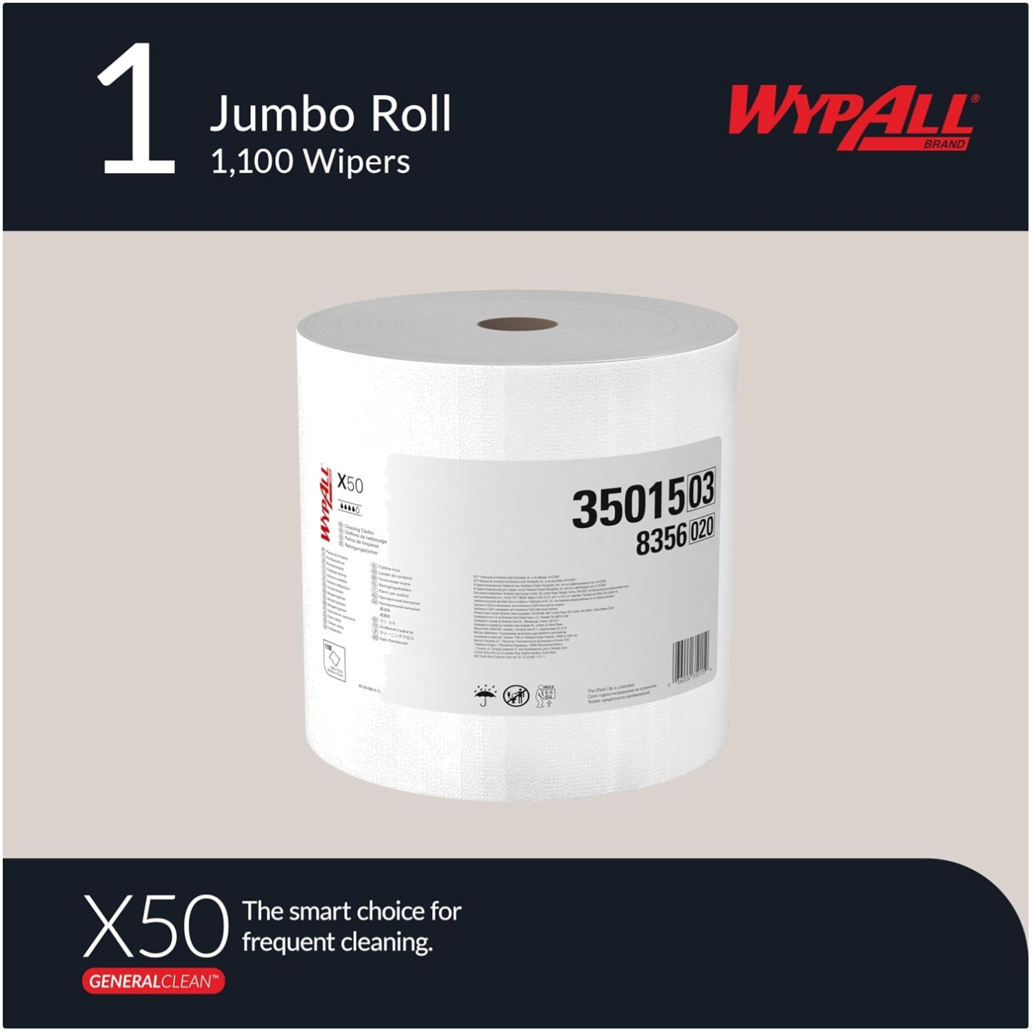 GeneralClean X50 Cloths, Strong Towels, 1 Roll, 1,100 Sheets