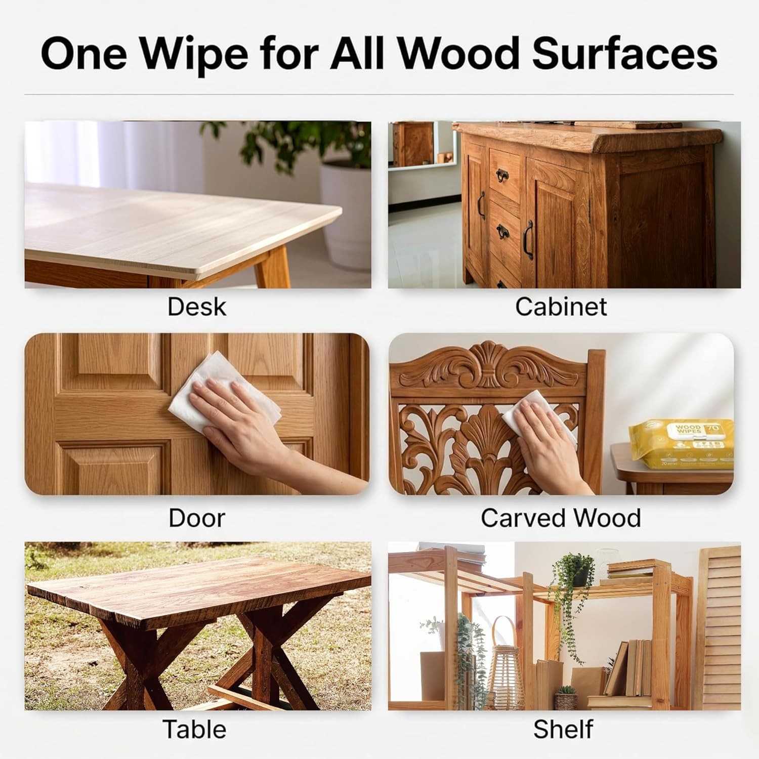 Wood Cleaner Wipes 210 Count, XL 8in x 10in Clean Polish Protect