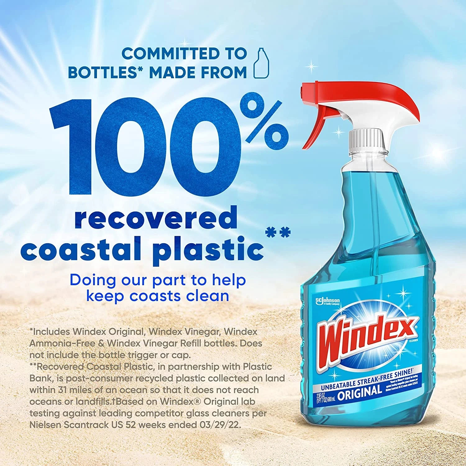 Windex Glass Cleaner Refill, Original Blue, 2 L