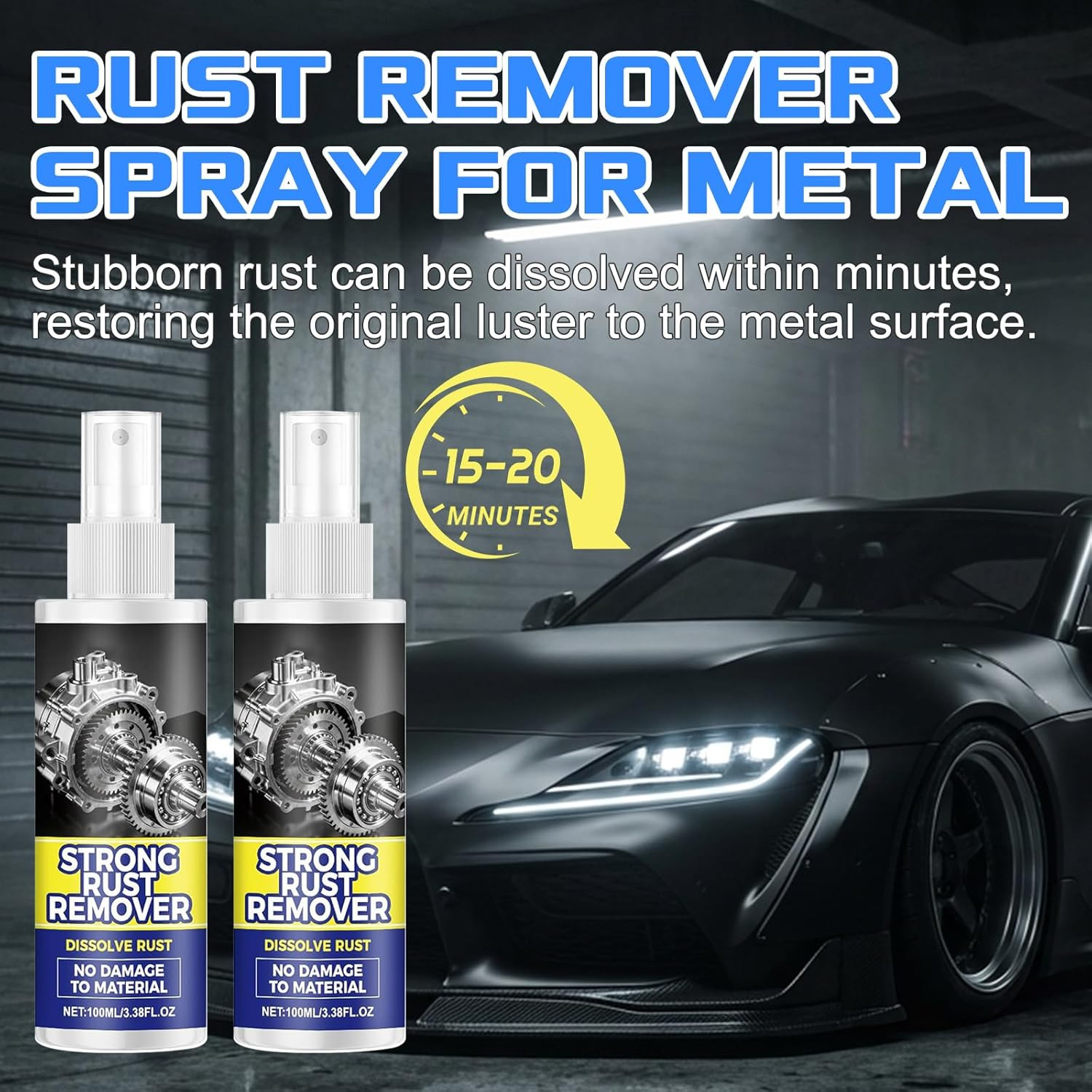 2Pcs Rust Remover Spray for Metal, Upgrade Rust Remover Spray for Metal, Multipu