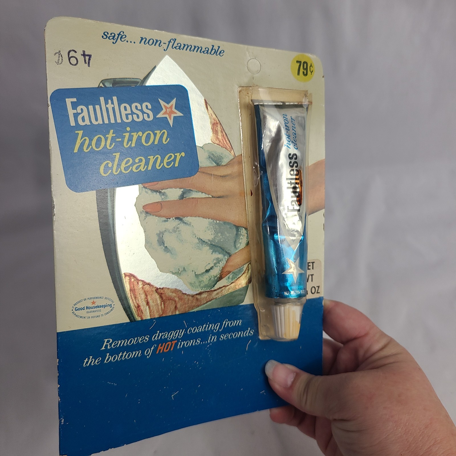 Faultless Hot Iron Cleaner Vintage NOS Sealed 1968 Package MCM NEW Advertising