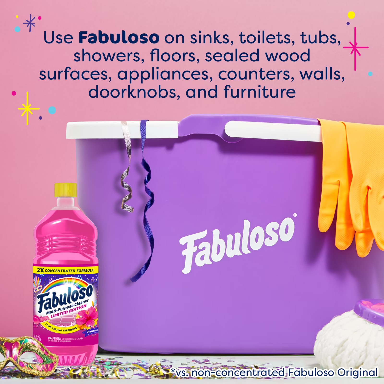 Fabuloso Multi-Purpose Cleaner, 2X Concentrated Formula, Limited Edition, Carnav