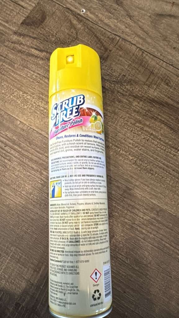 Scrub Free Furniture Polish Spray Lemon Wood Cleaner Shine Restore 9.7oz