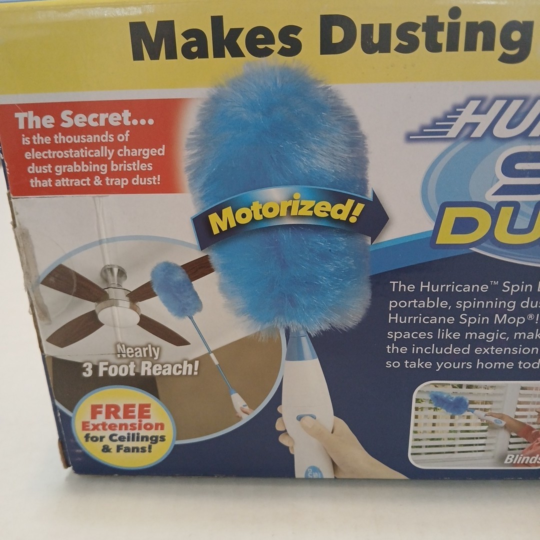 Hurricane Spin Duster Motorized Dust Wand w/3ft Extension For Ceiling Fans NIB