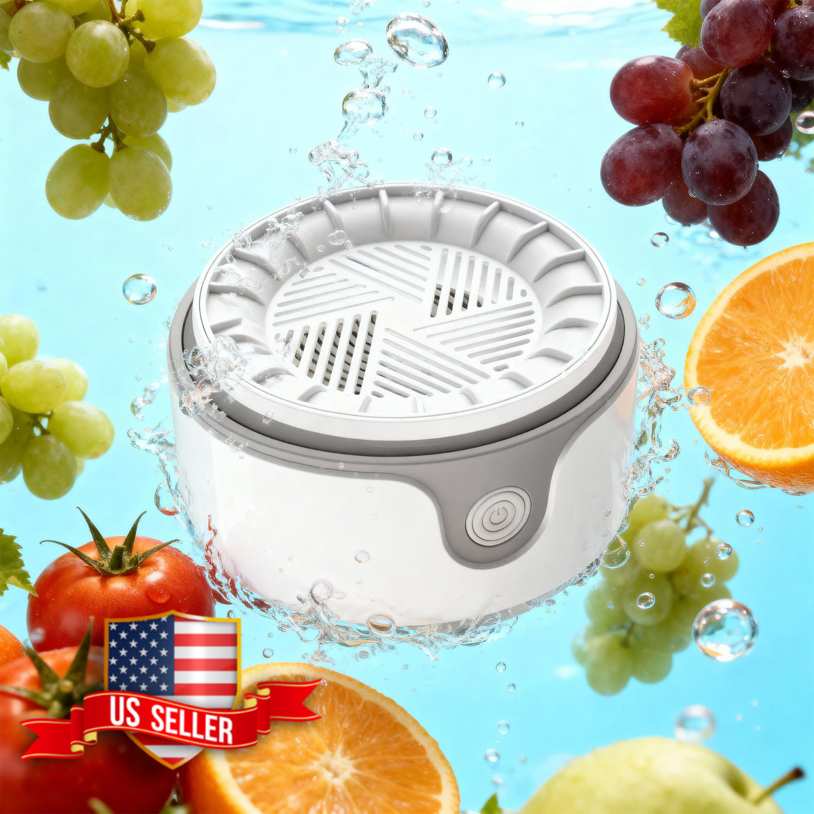 Fruit and Vegetable Washer, Waterproof Produce Cleaner, White