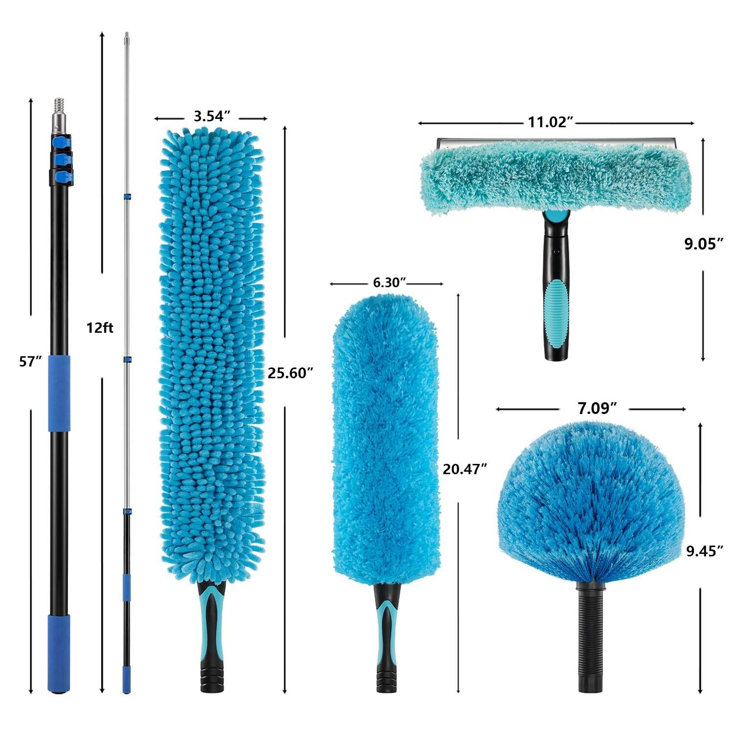 20 Foot High Reach 5to12 Foot Cleaning Duster Kit With Sturdy Lightweight Extens