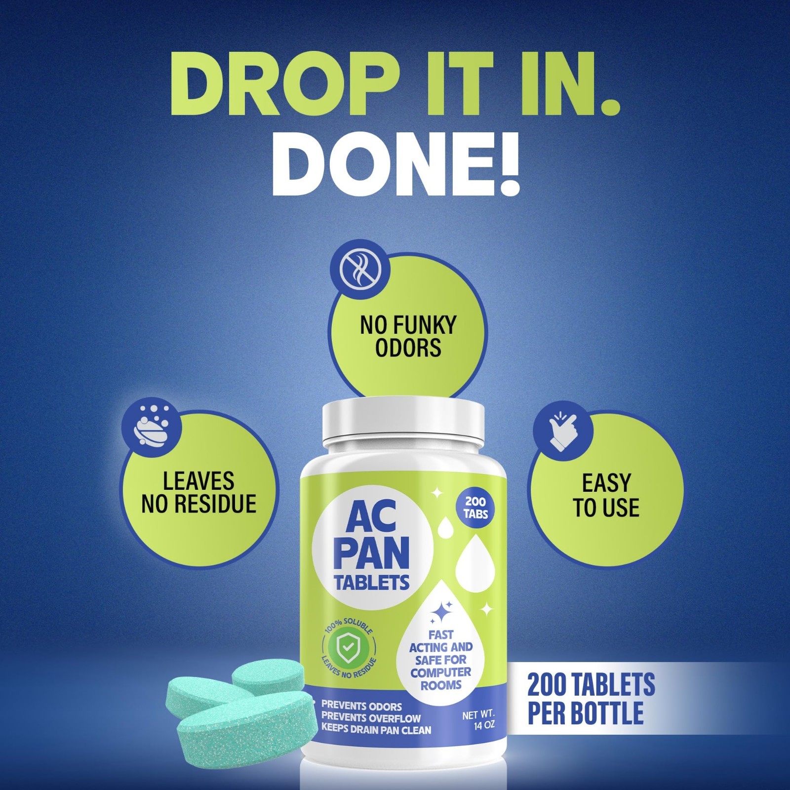 HVAC Drain Line Cleaner Tablets – Prevent Odors, Clean Drain Pan, 4-Week Formula