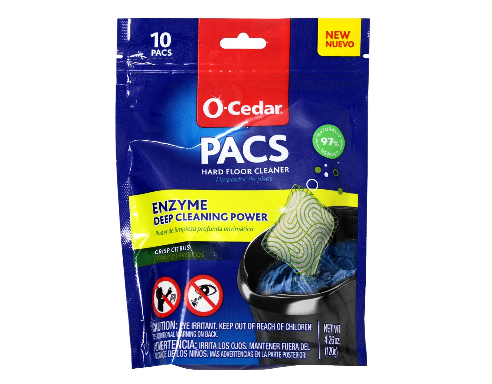 O-Cedar Pacs Hard Floor Cleaner, Crisp Citrus Scent, 10 Count