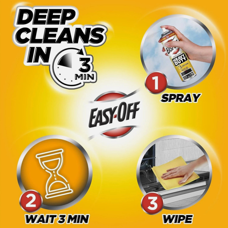 2 Pack -Easy off Heavy Duty Oven Cleaner, Destroys Tough Grease, Lemon 14.5oz