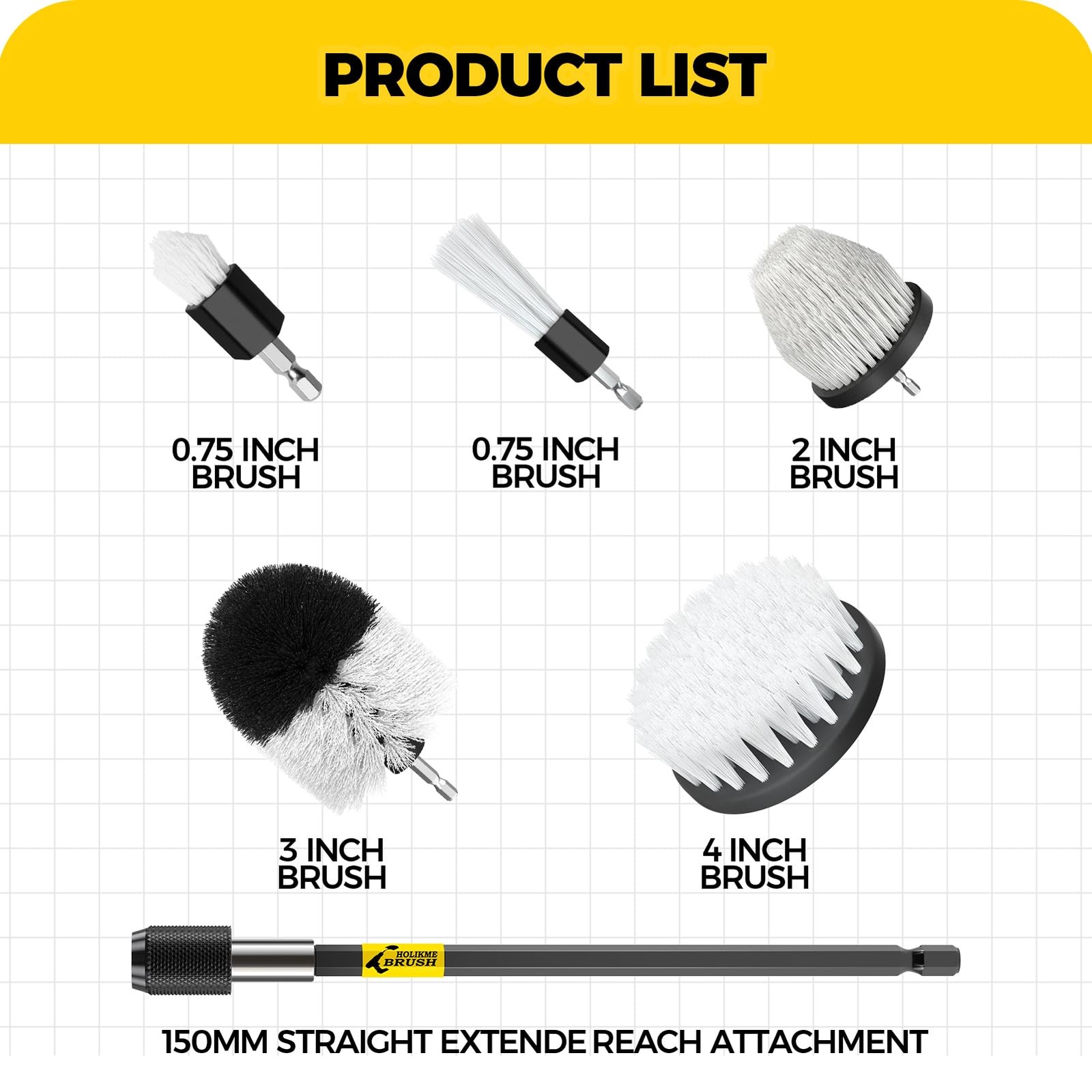 7Pack Drill Brush Attachment Set-Car Interior Detailing Kit，Power Scrubber Br…