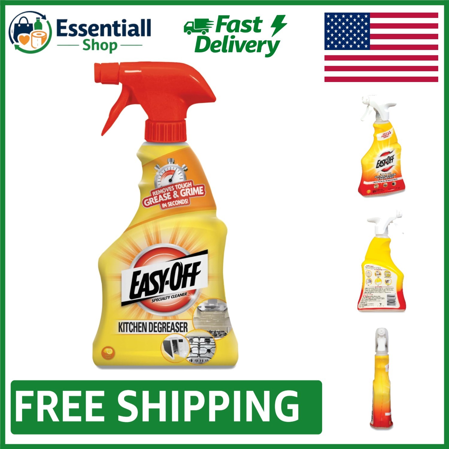 Effective Lemon Kitchen Degreaser Spray – 16 Fl Oz for Non-Porous Surfaces