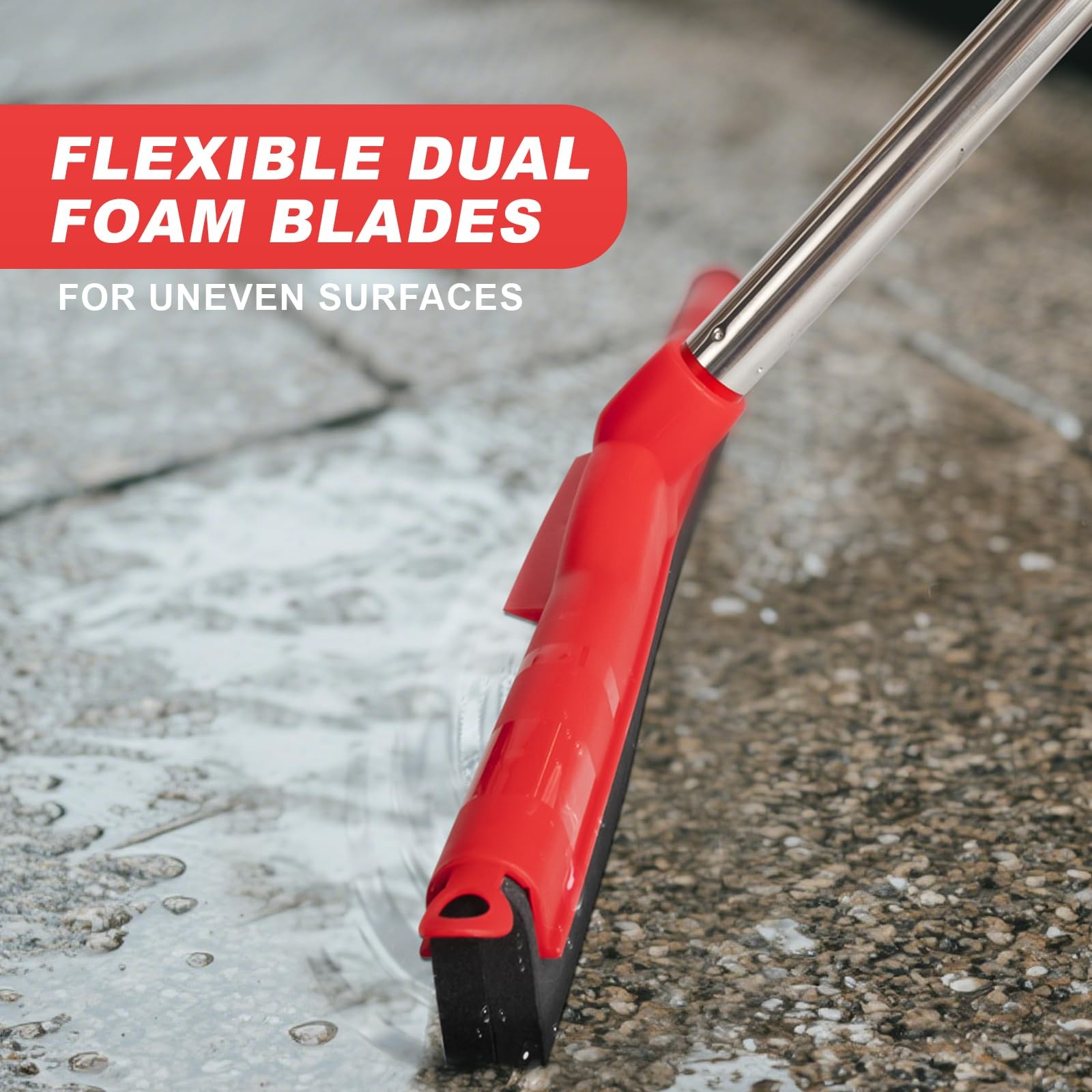 Floor Squeegee Scrubber Adjustable & Detachable Stainless Steel Handle Heavy …