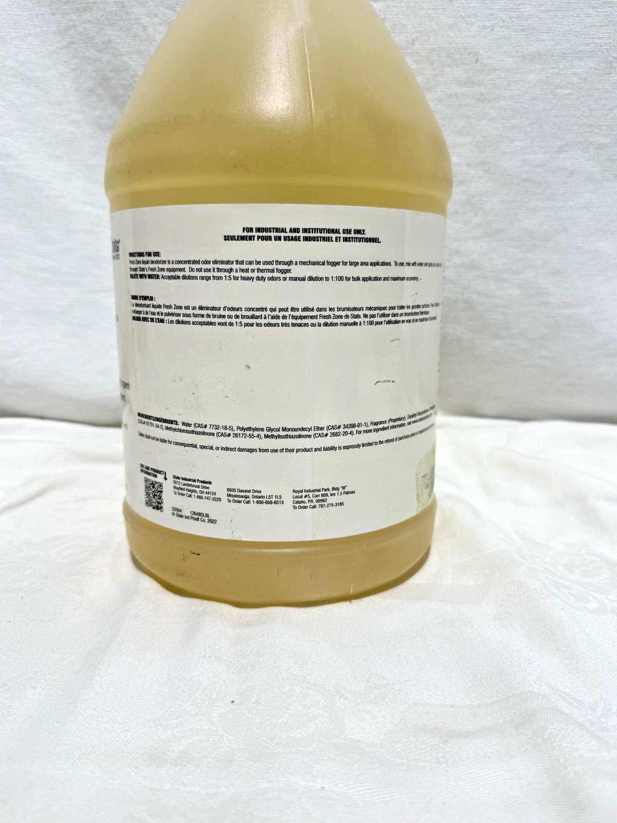 State Fresh Zone Concentrate Crisp Linen Odor Neutralizer Deodorizer 1 Gal New