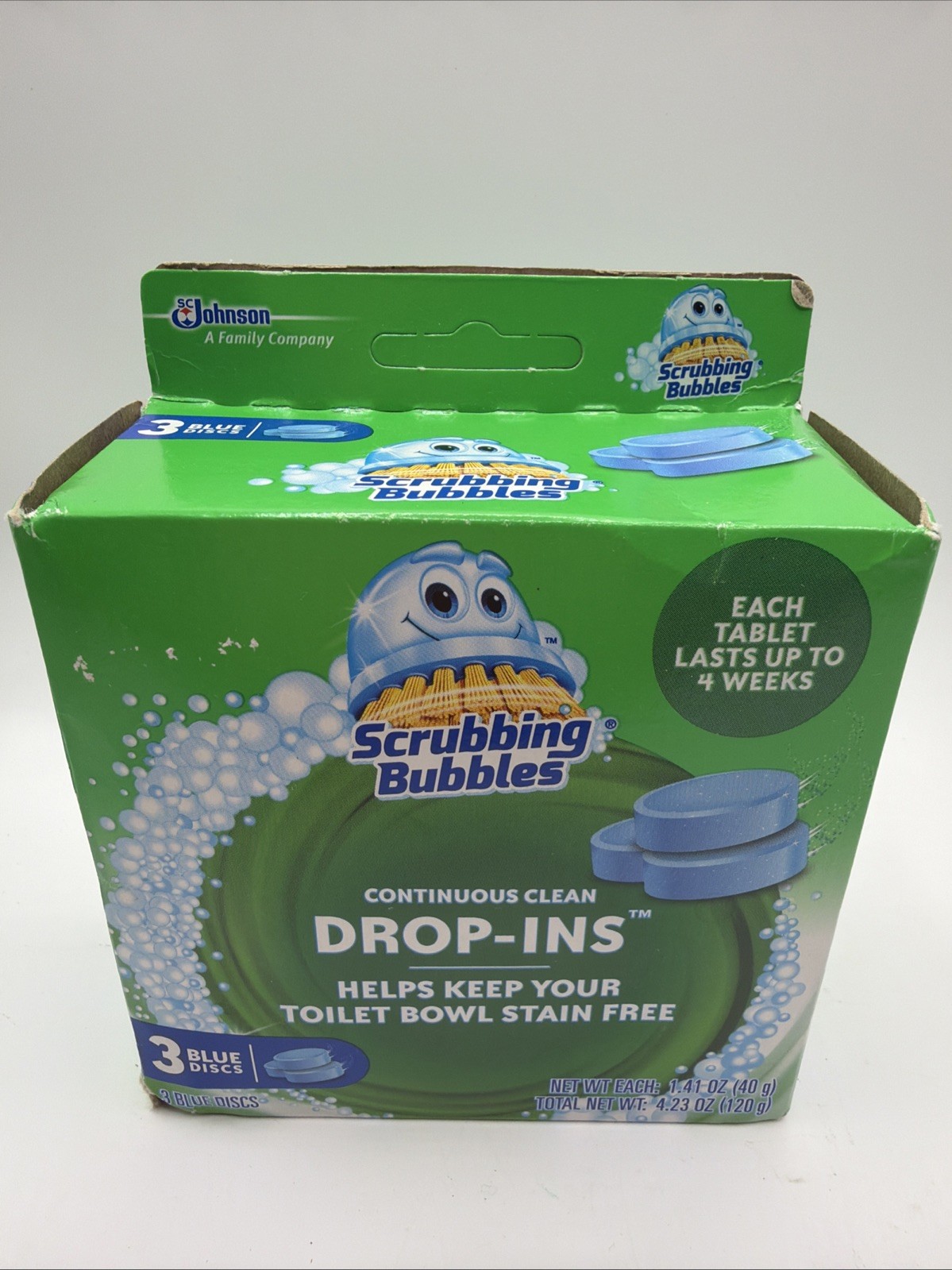 1 Scrubbing Bubbles Vanish Continuous Clean BLUE Drop-Ins 3ct Discs 4.23oz Box